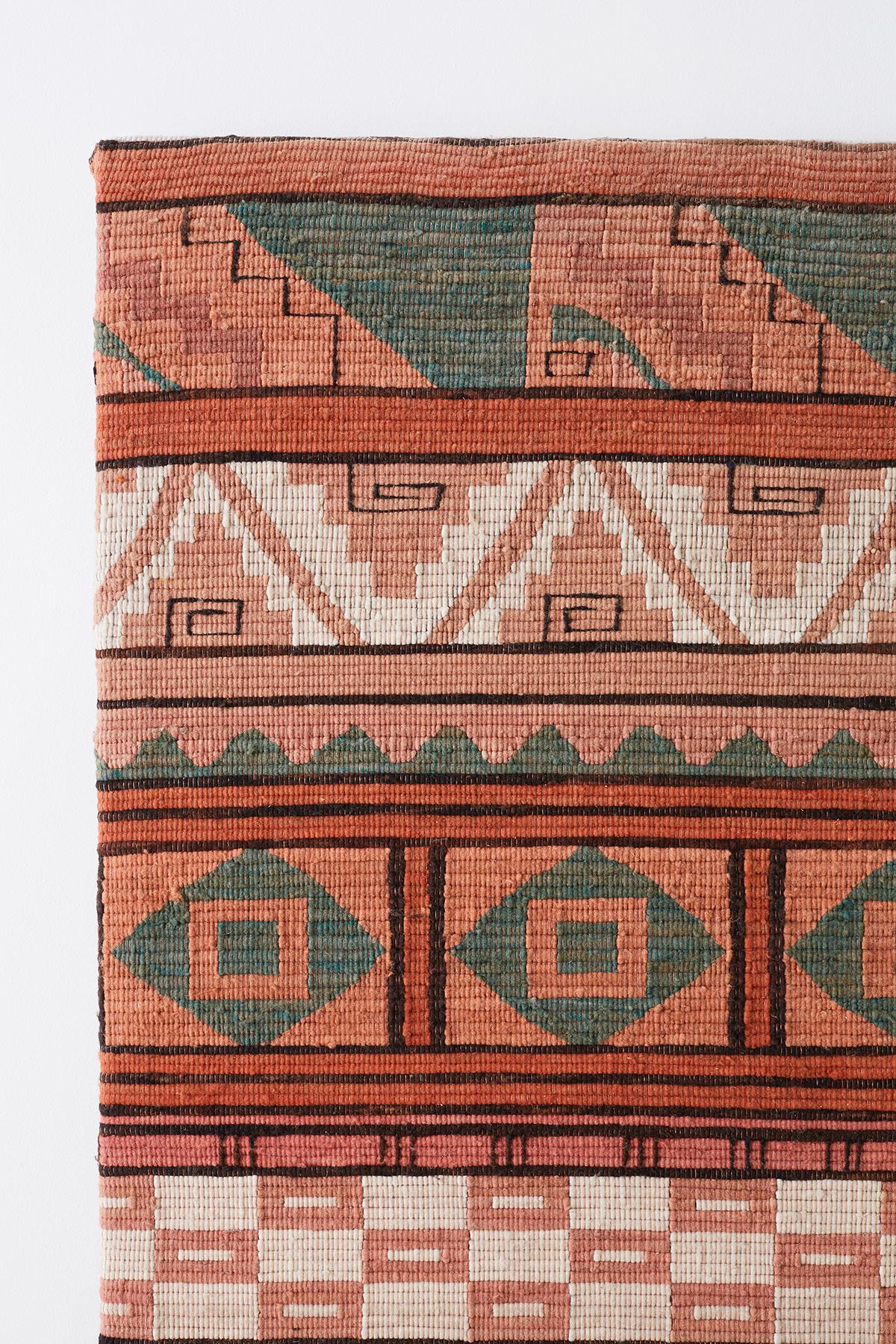 Nordamerikanisches gewebtes geometrisches Textil-Paneel mit Textilbeschlägen (Moderne) im Angebot