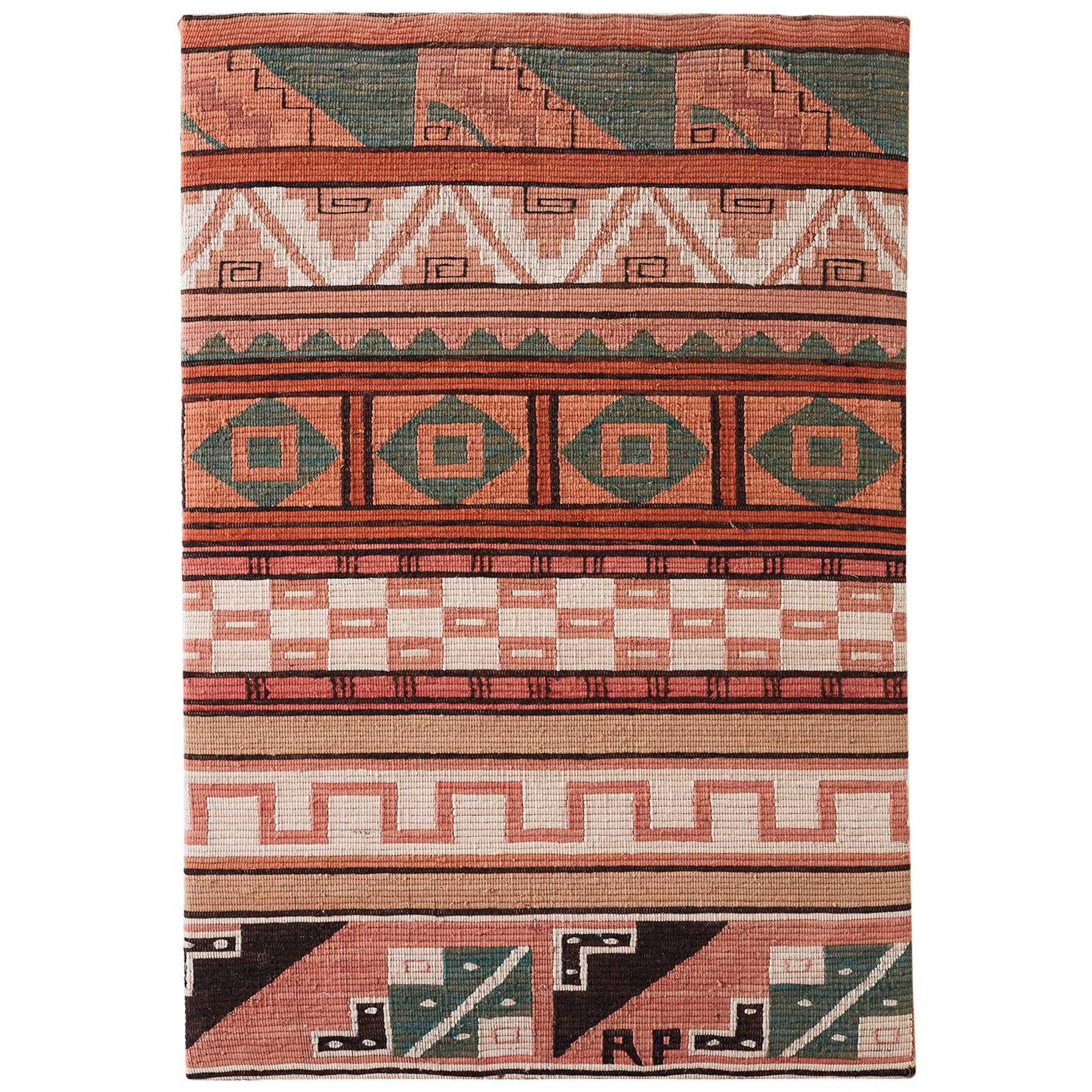 North American Woven Geometric Textile Mounted Panel For Sale
