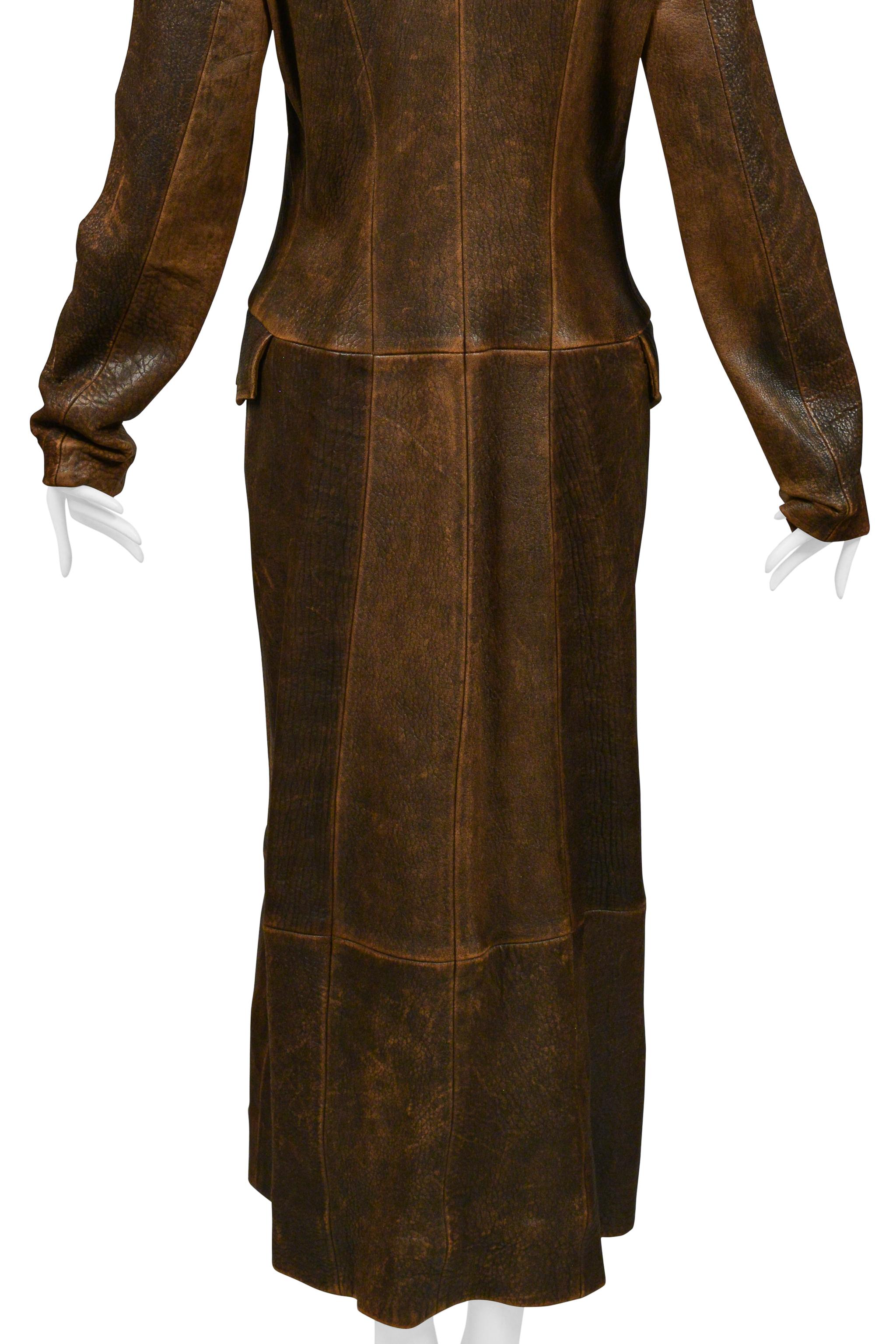 North Beach Leather Brown Distressed Duster For Sale 2