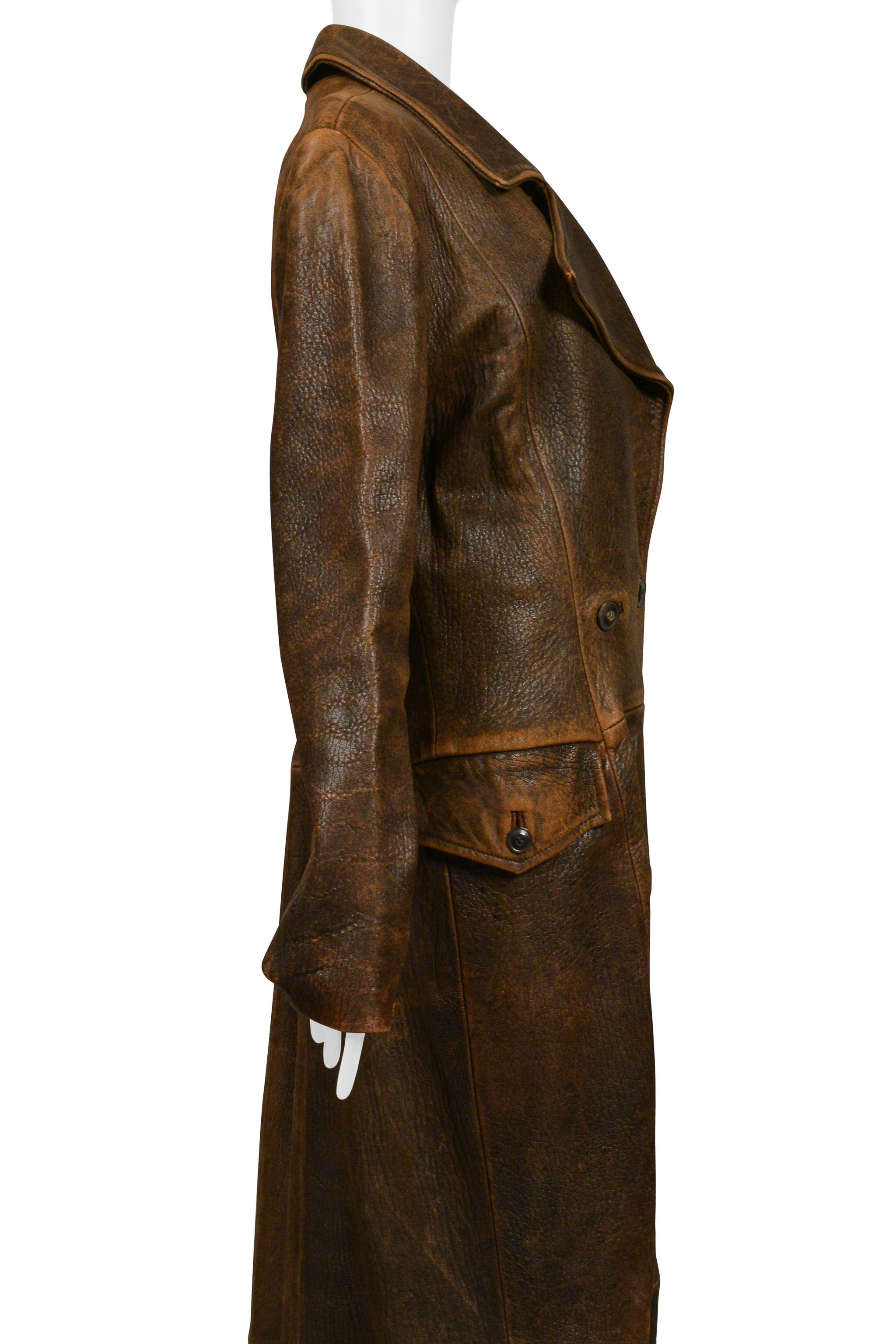 North Beach Leather Brown Distressed Duster For Sale 3