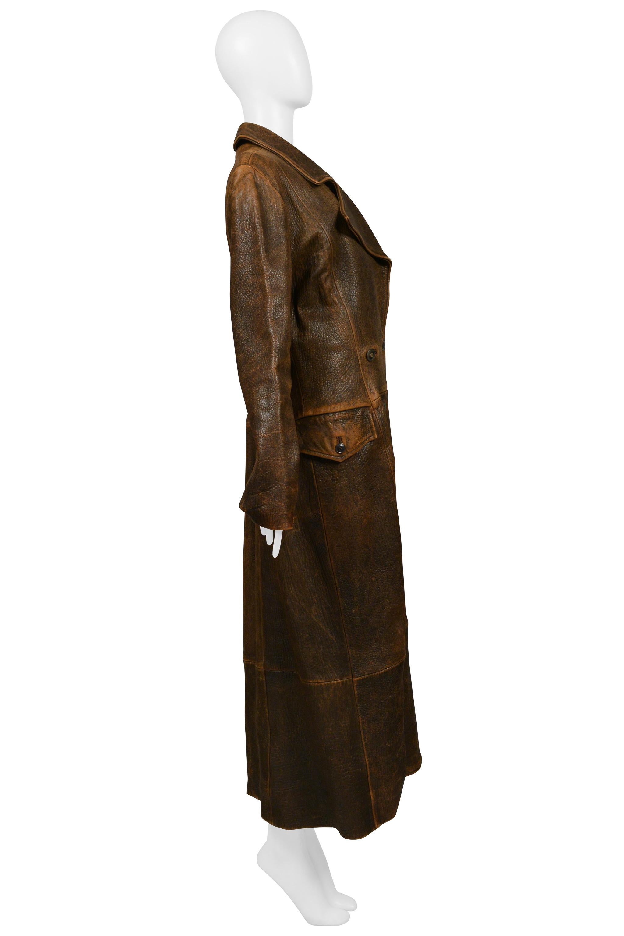 North Beach Leather Brown Distressed Duster For Sale 4
