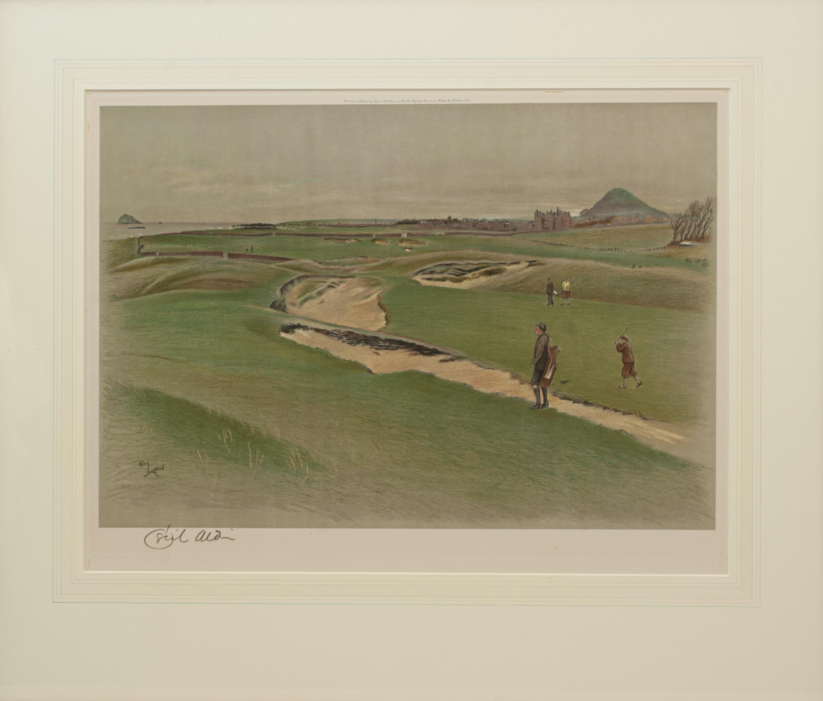 North Berwick Golf Litografía de Cecil Aldin Británico en venta