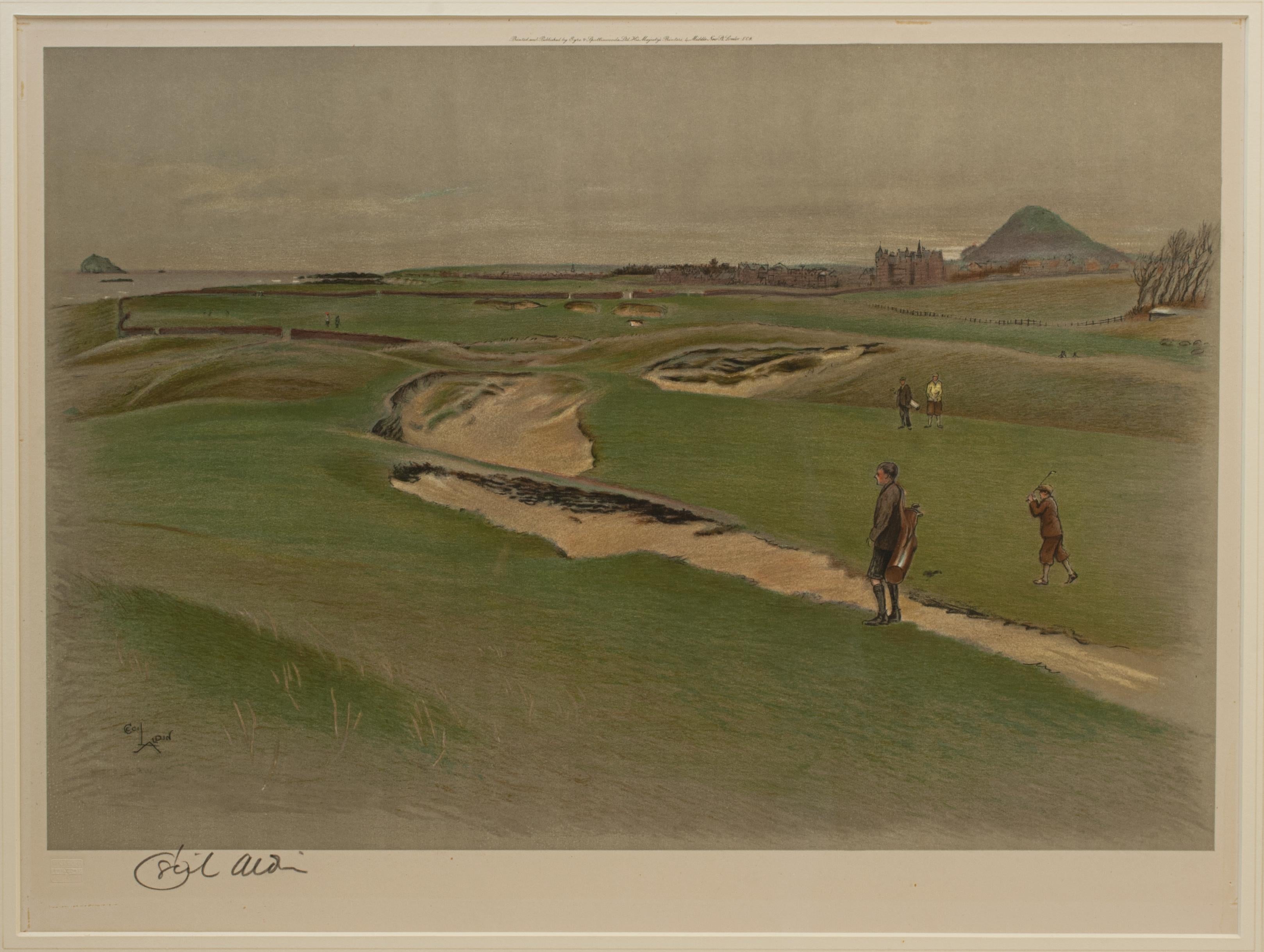 North Berwick Golf Litografía de Cecil Aldin en Bueno estado para la venta en Oxfordshire, GB