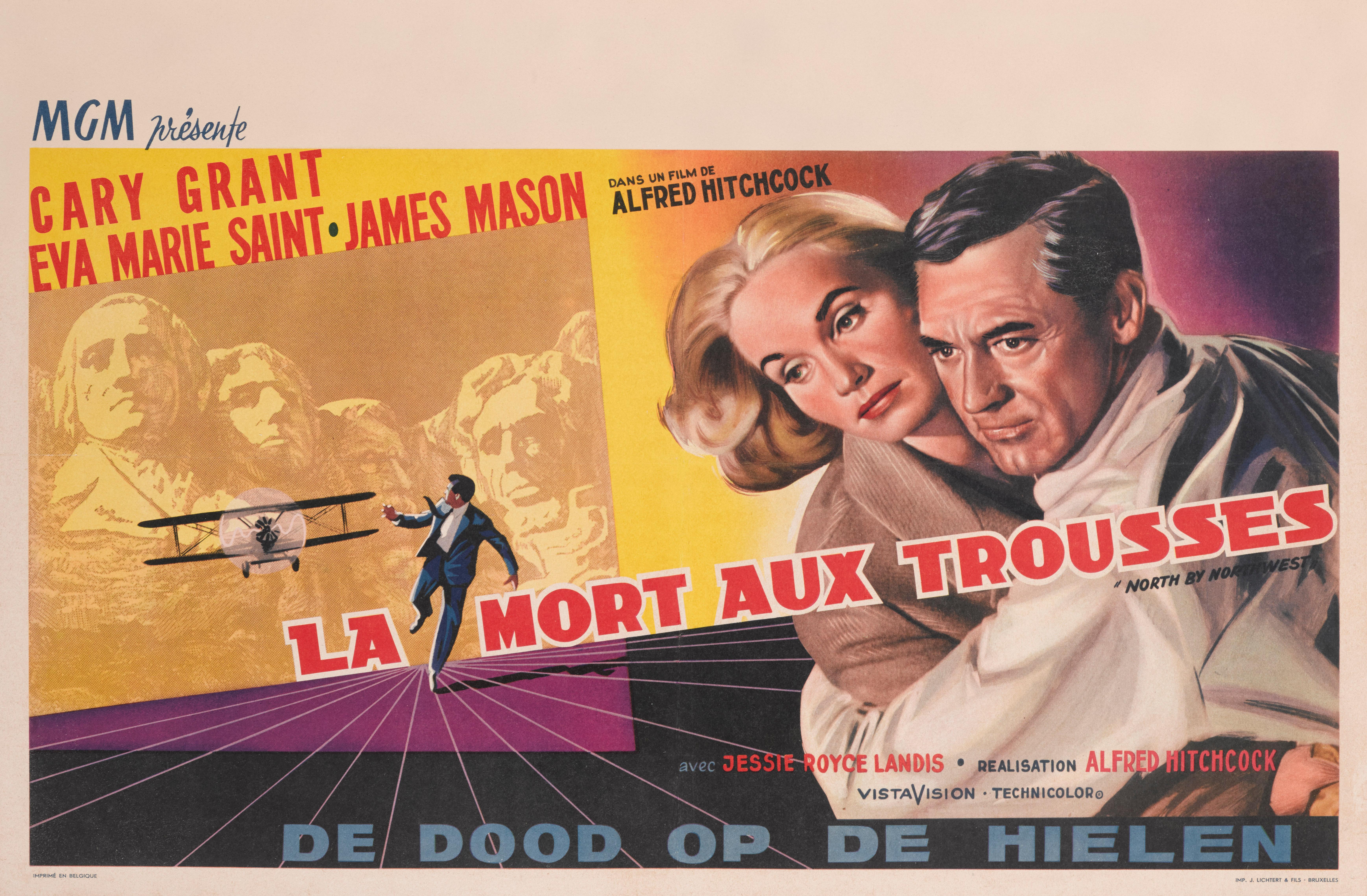 This is a beautiful original Belgium film poster US from the first release of this Classic Hitchcock in Belgium in 1959.
This piece in unfolded and conservation linen backed it would be shipped rolled in a very strong tube and sent by Federal