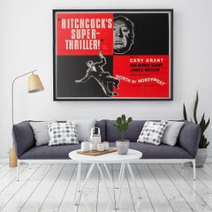 North by Northwest Original British Film Poster, 1950s, Hitchcock