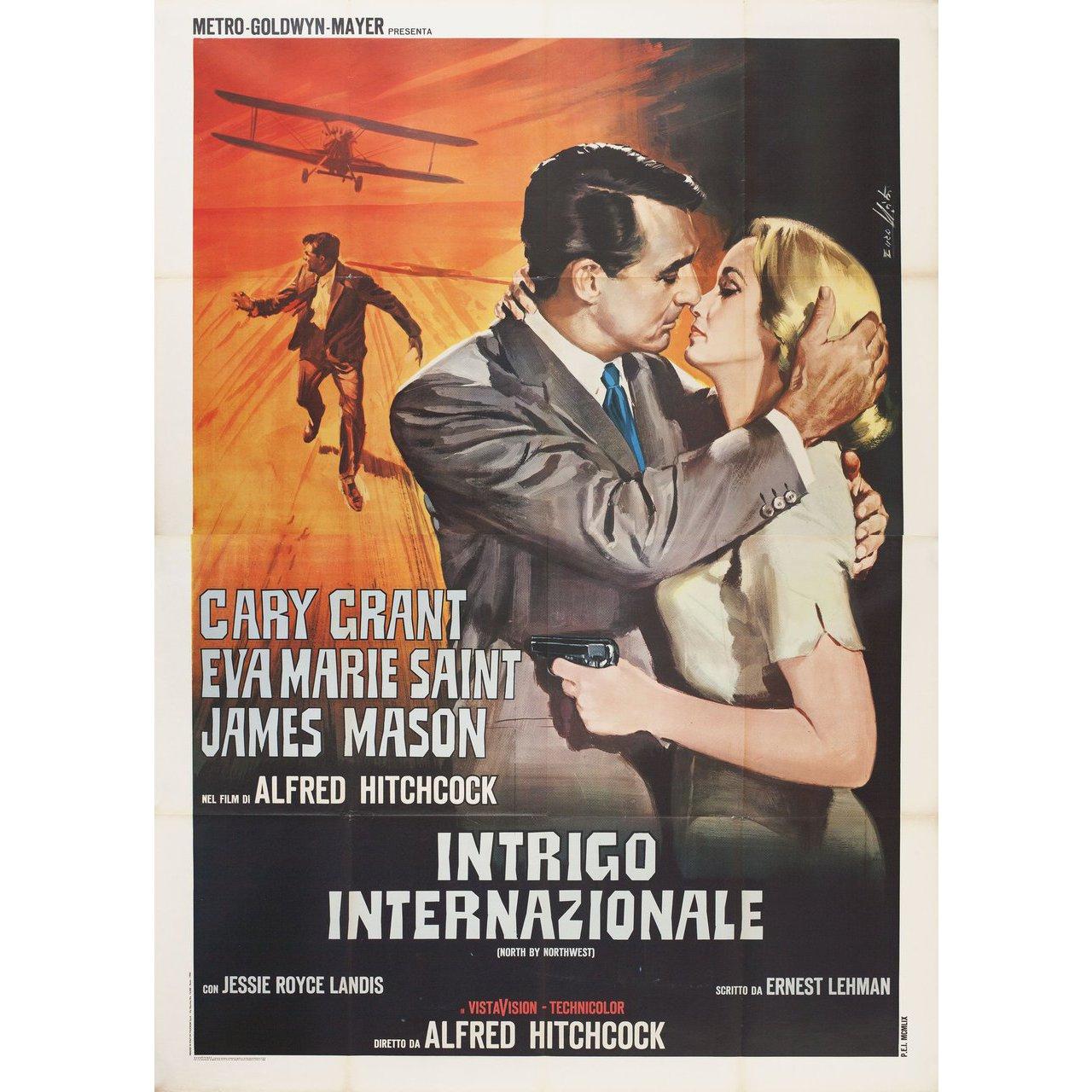 North by Northwest R1966 Italian Quattro Fogli Film Poster In Fair Condition In New York, NY
