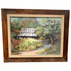 "North Carolina Barn", Oil On Canvas by D. Elles, 1915