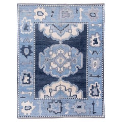 North Carolina Blue Oushak 21st Century Floral