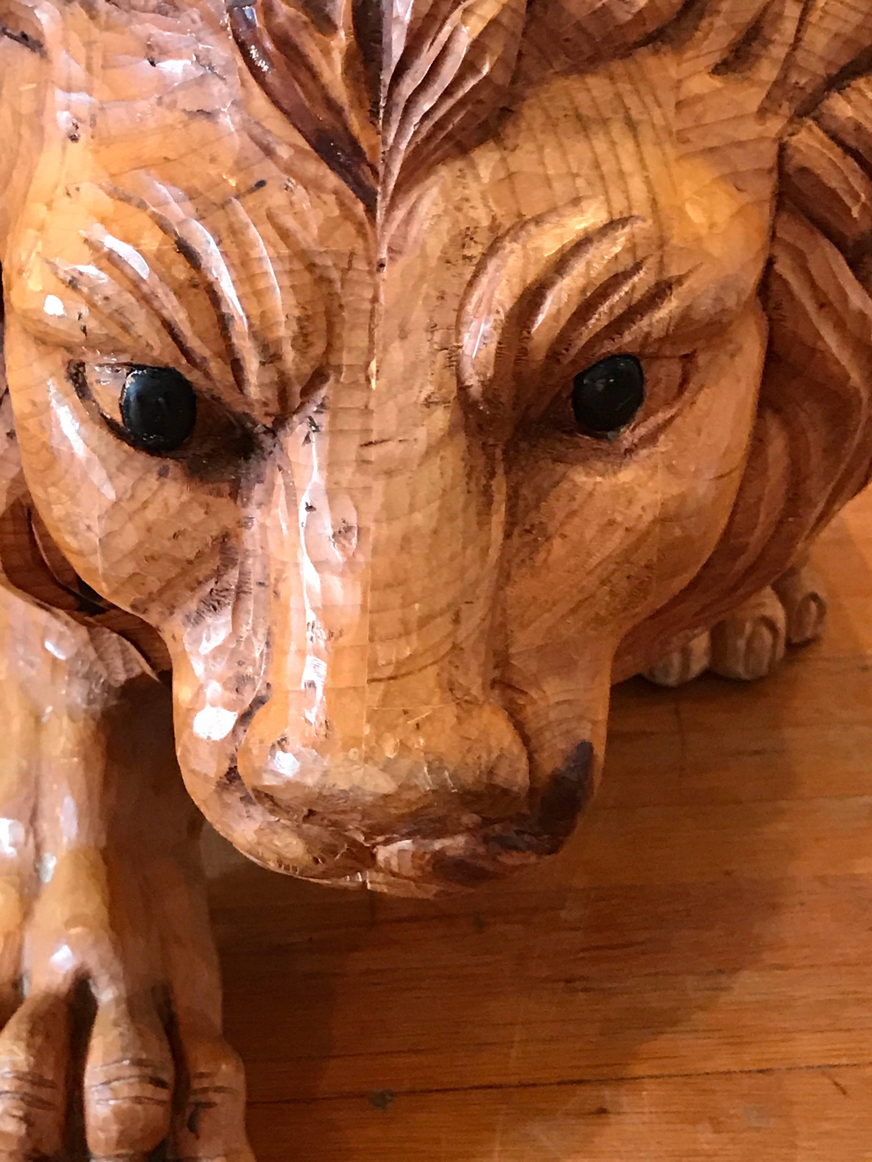 North Carolina Carved Pine Carousel Style Lion For Sale 5
