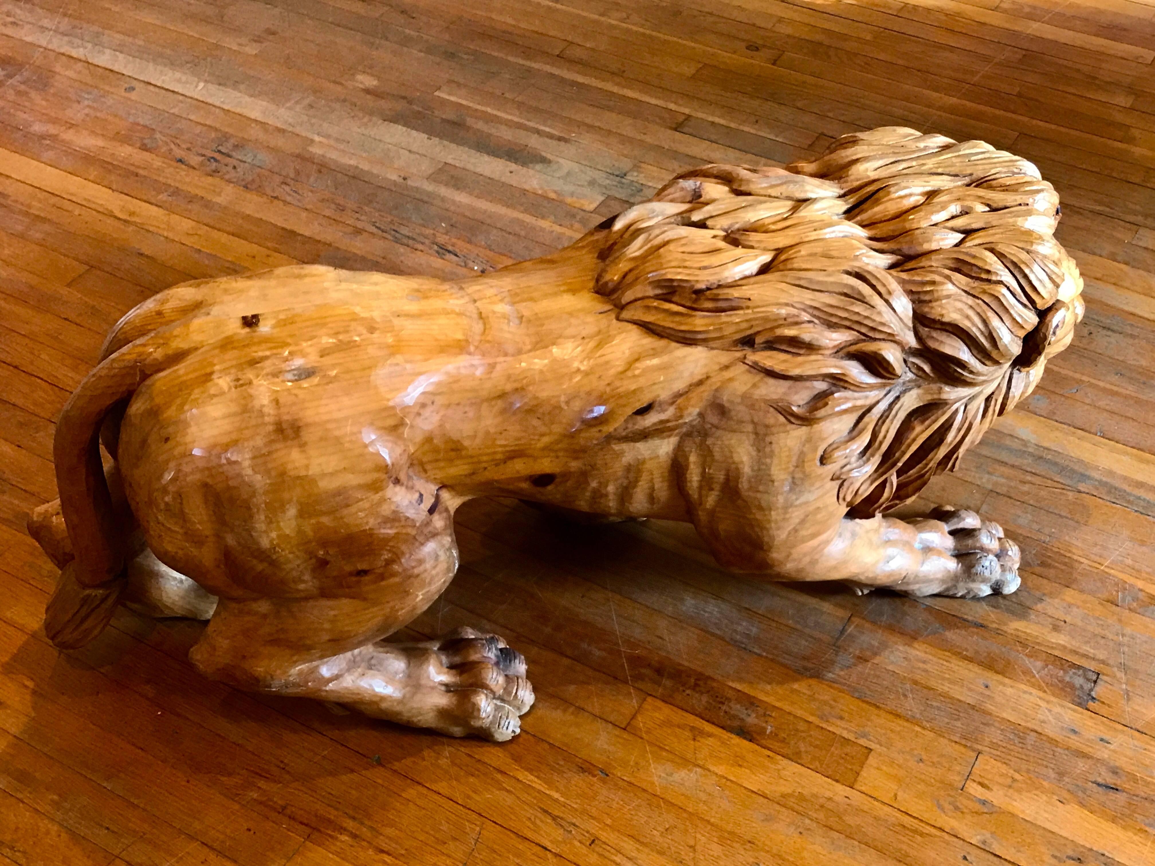 North Carolina Carved Pine Carousel Style Lion For Sale 7