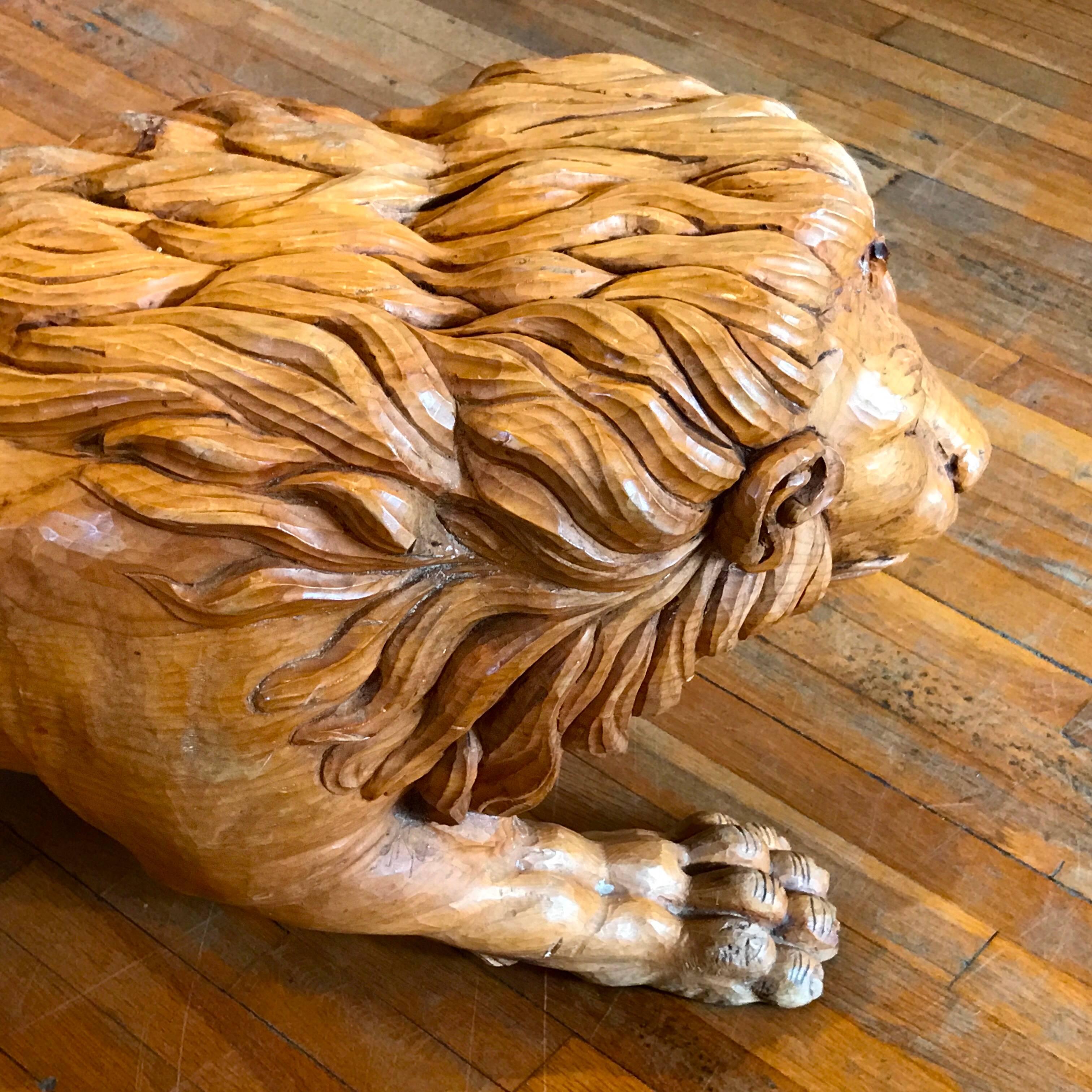 North Carolina Carved Pine Carousel Style Lion For Sale 9