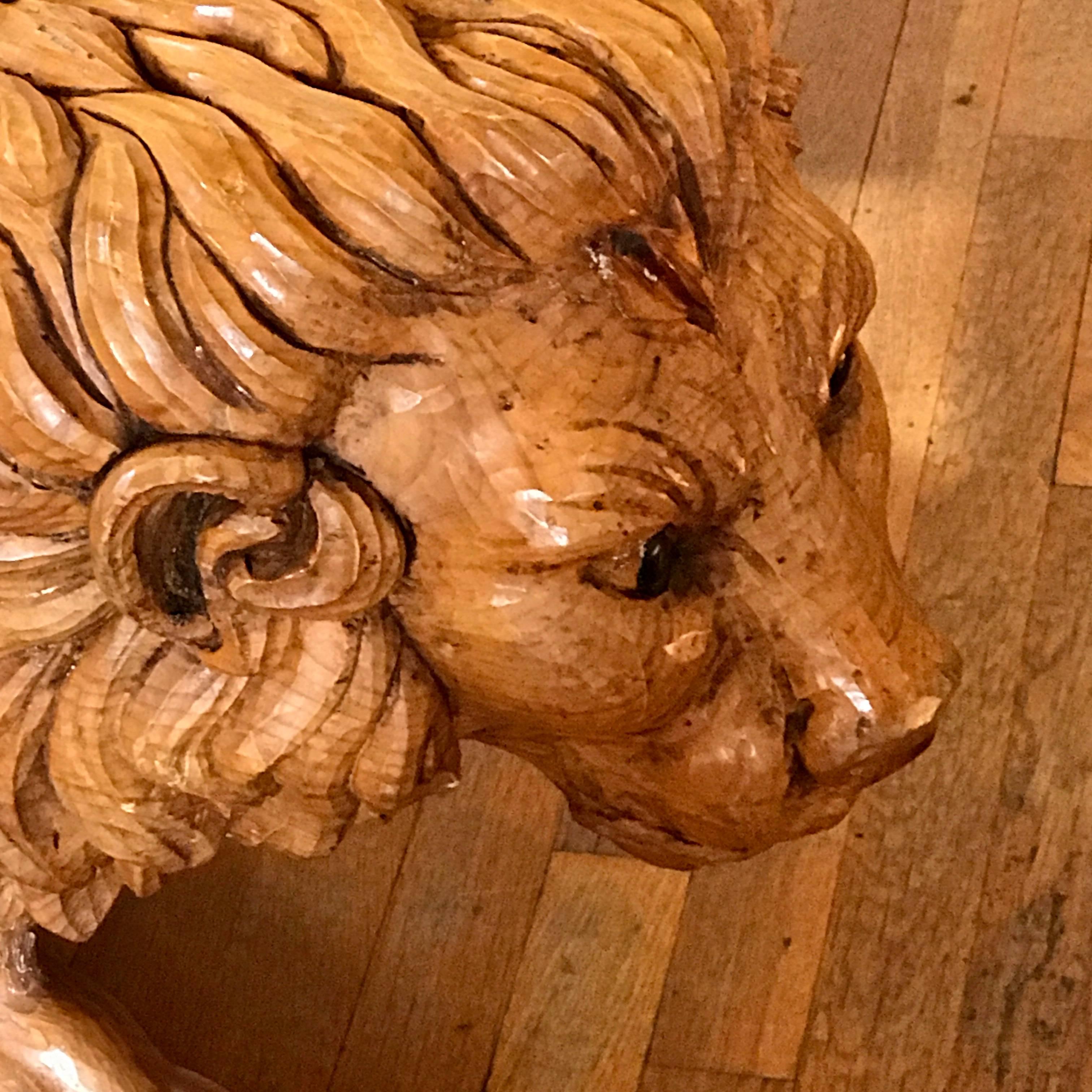 North Carolina Carved Pine Carousel Style Lion In Good Condition For Sale In Atlanta, GA