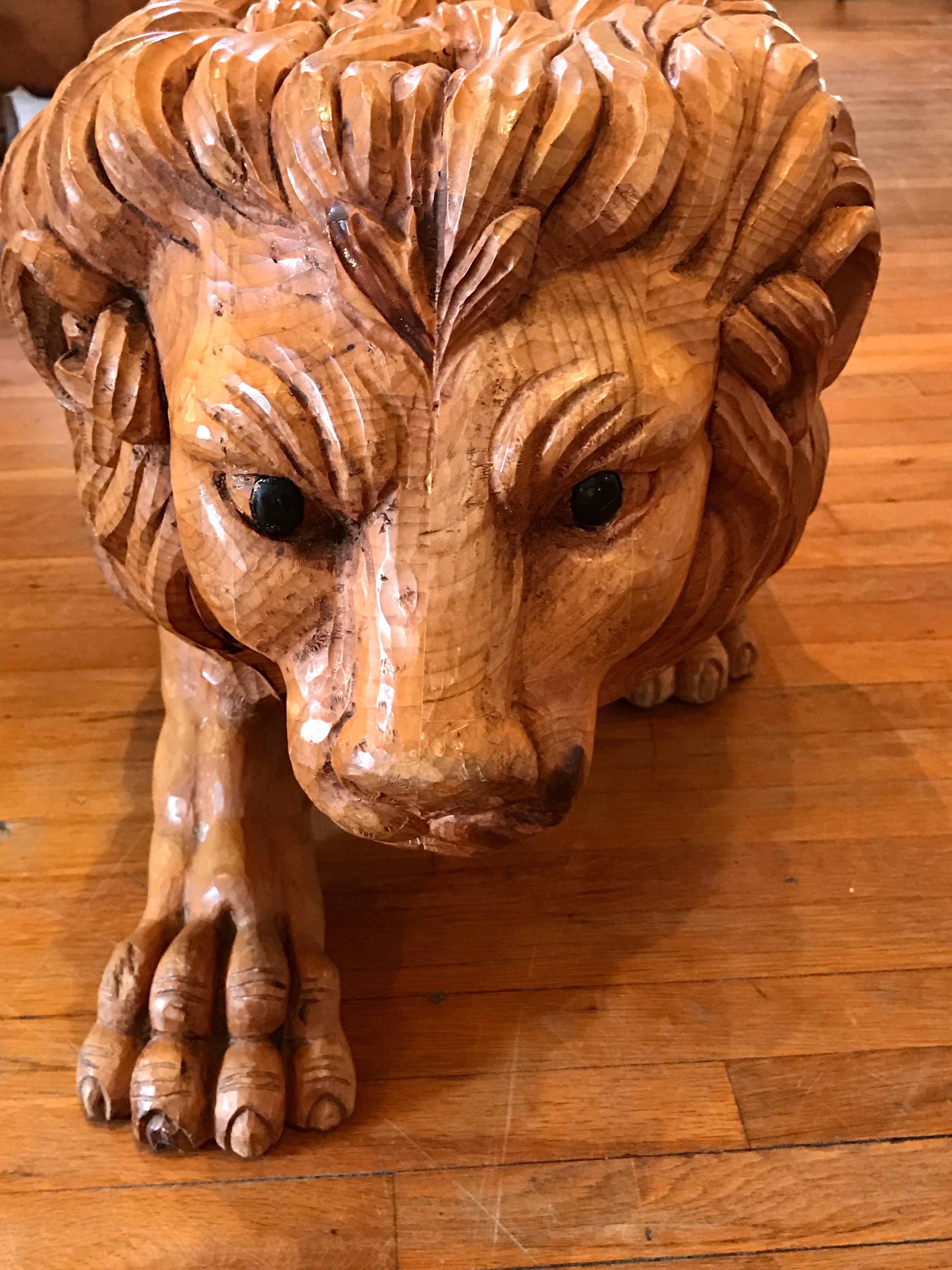 North Carolina Carved Pine Carousel Style Lion For Sale 4