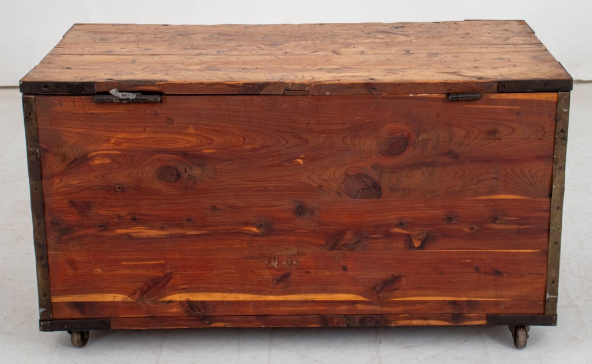 Metal North Carolina Wood Blanket Chest, 19th C. For Sale