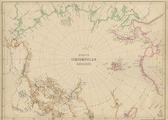 North Circumpolar Regions with Kamtschatka & Vancouver Island, Antique Map 1860