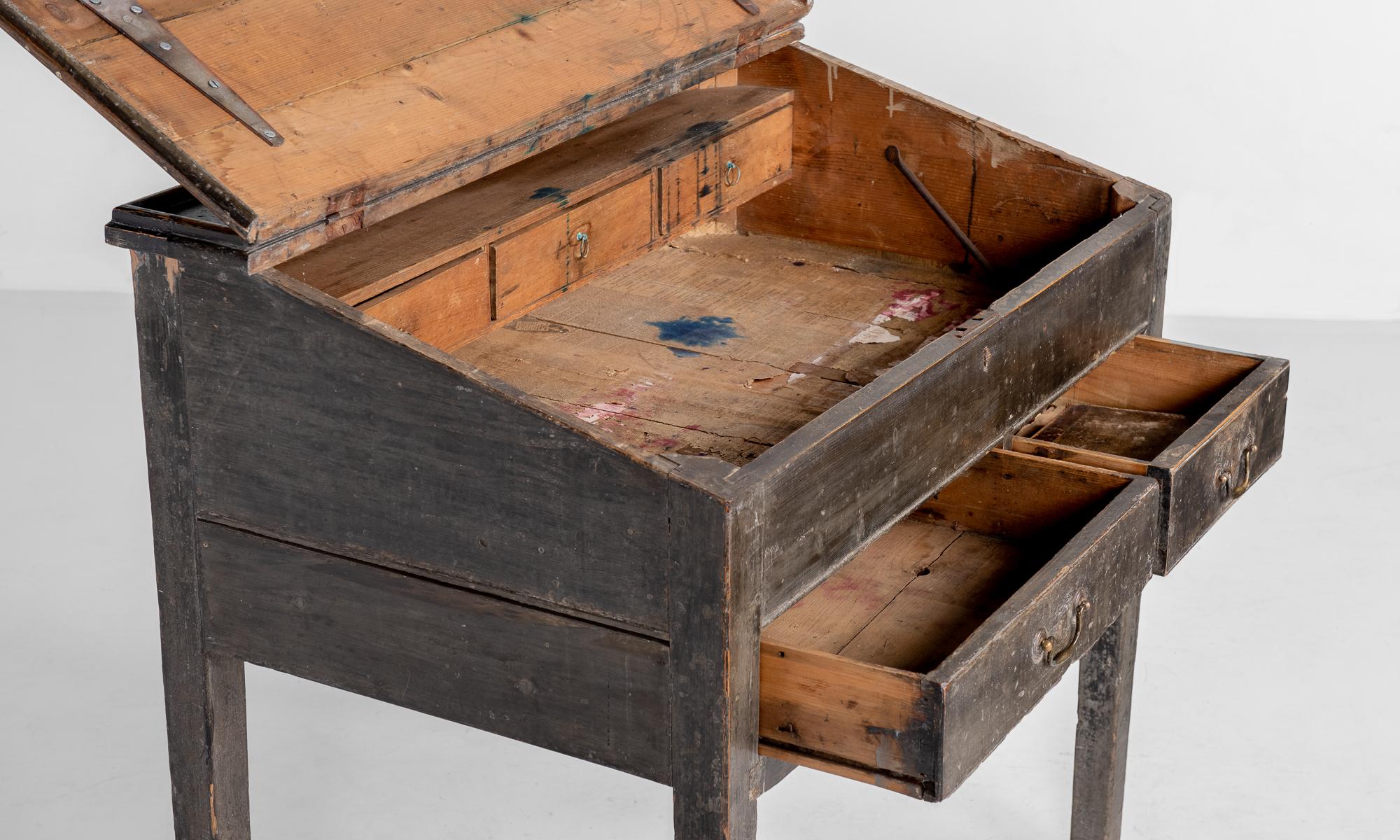 Painted North County Pine Illustrators Desk, England, circa 1880