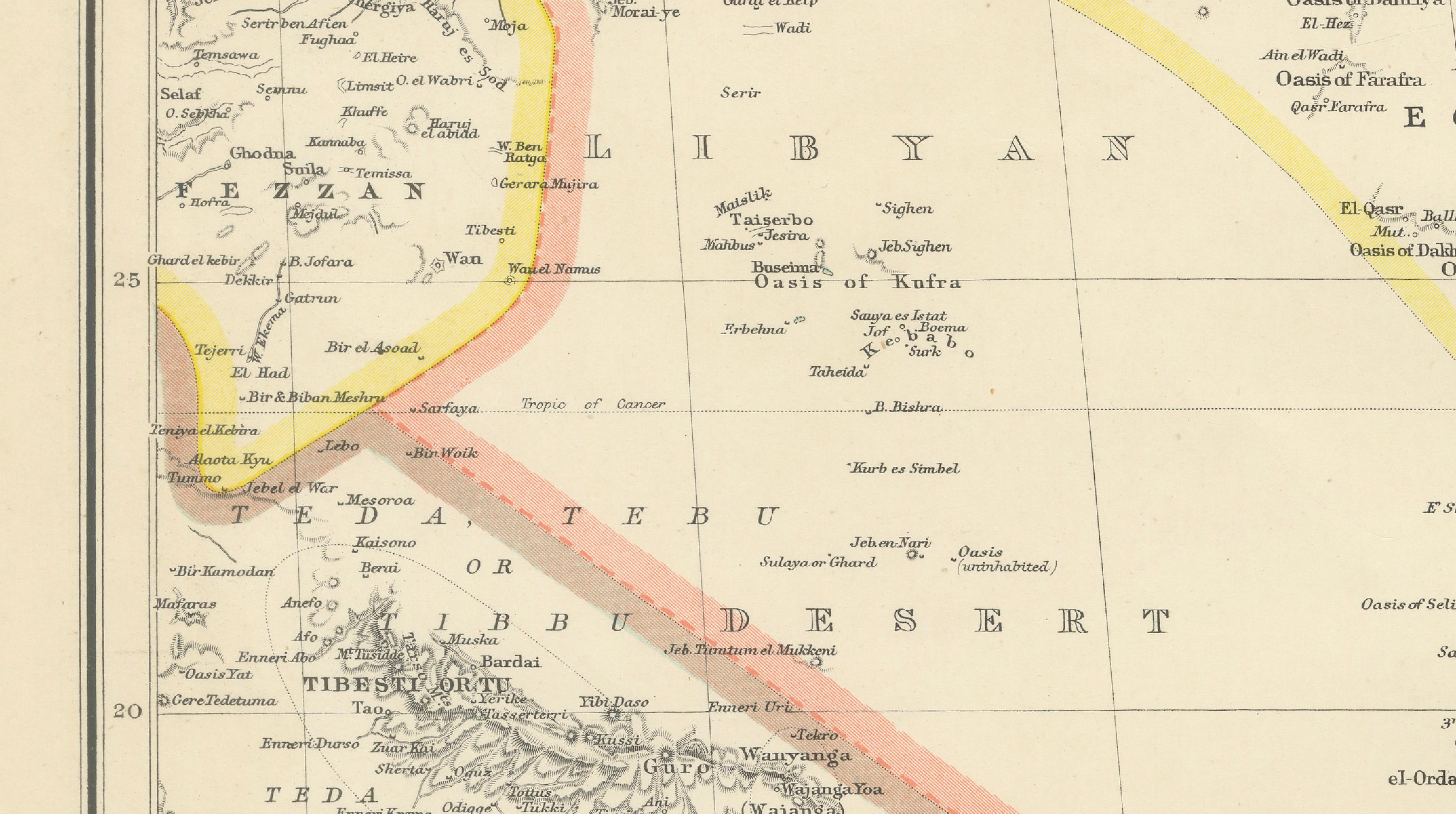 North-East Africa Map Showing Egypt, Abyssinia, Sudan & Somaliland c.1902