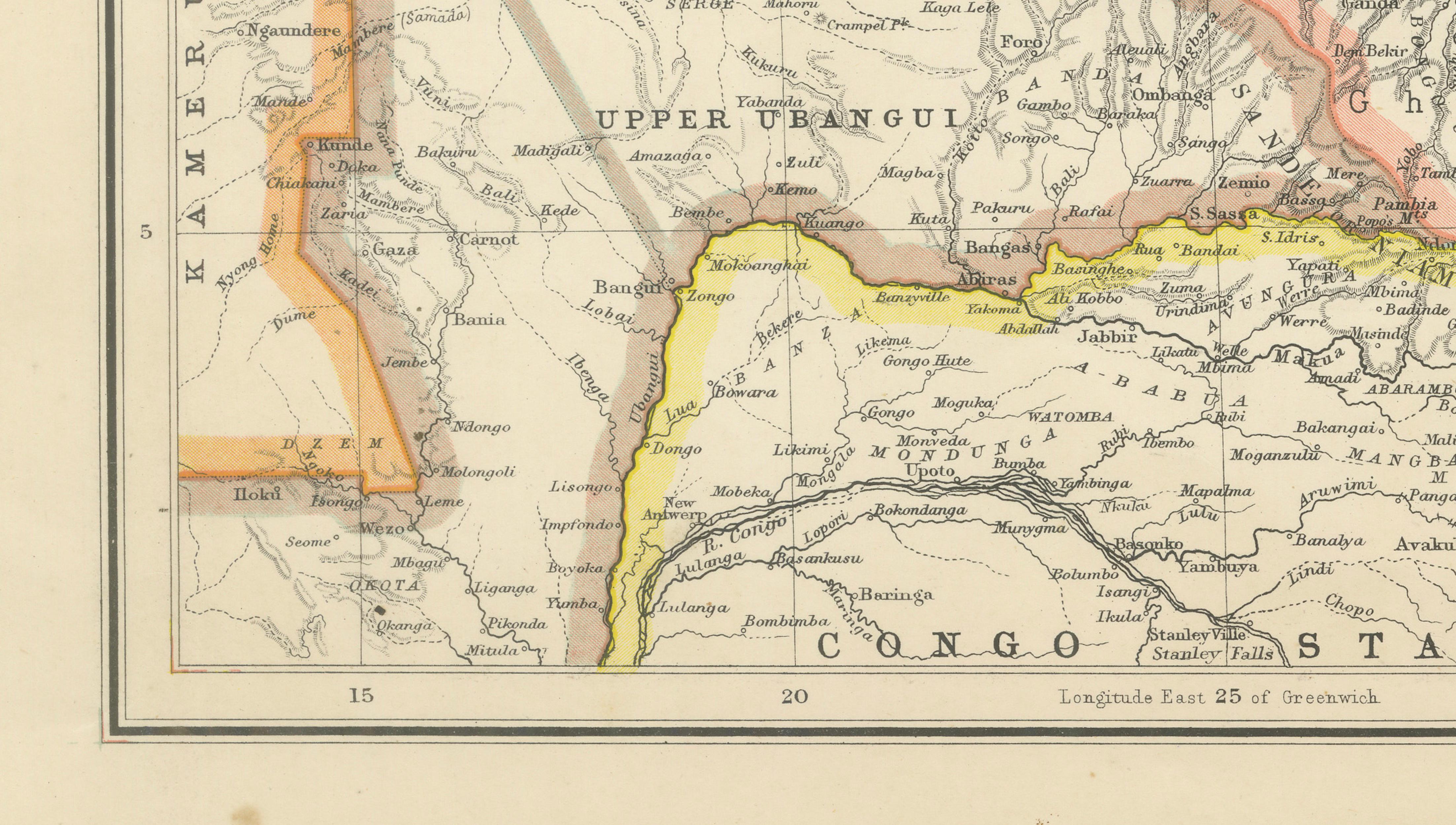 North-East Africa Map Showing Egypt, Abyssinia, Sudan & Somaliland c.1902