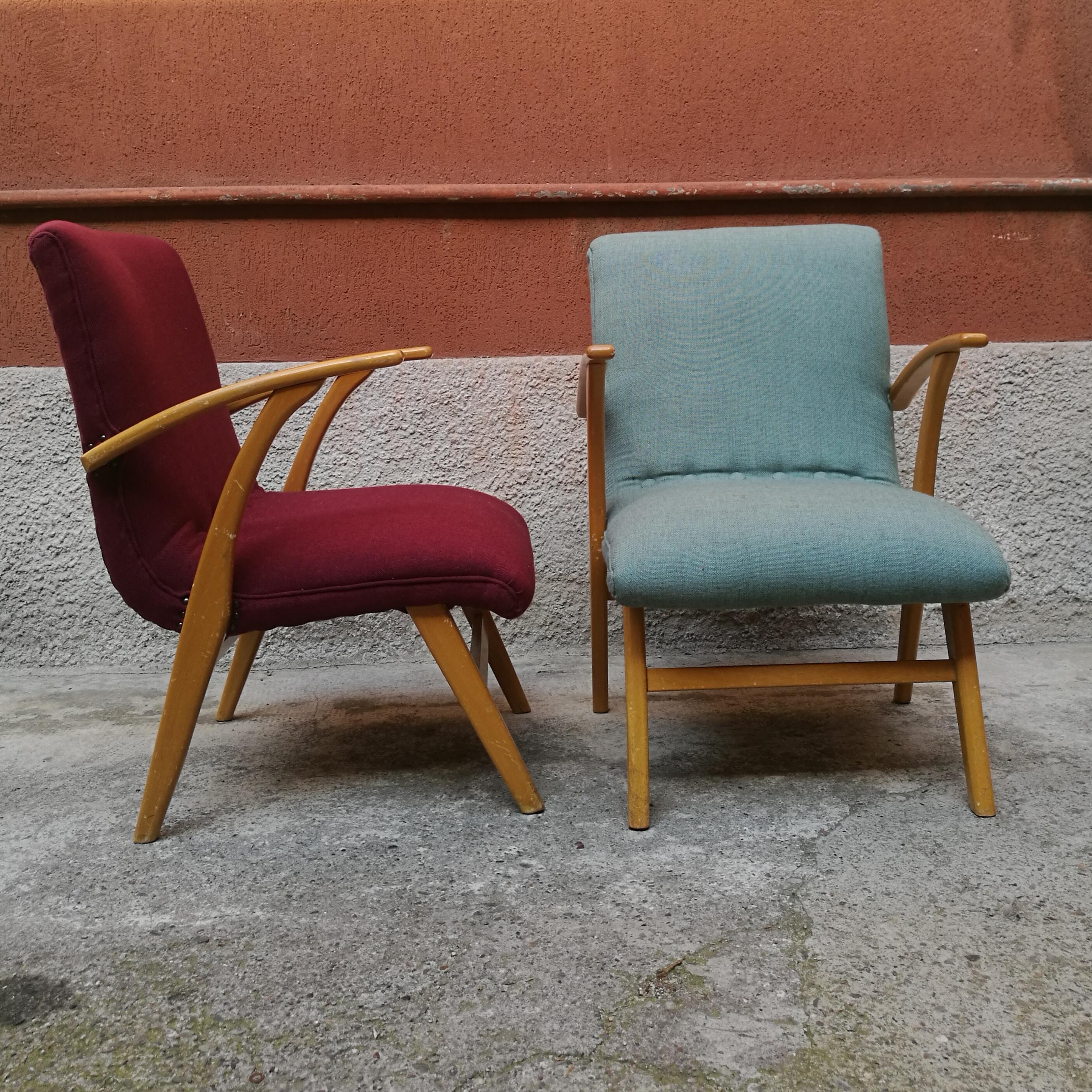 North European Armchairs in Solid Beechwood, from 1960s In Good Condition In MIlano, IT