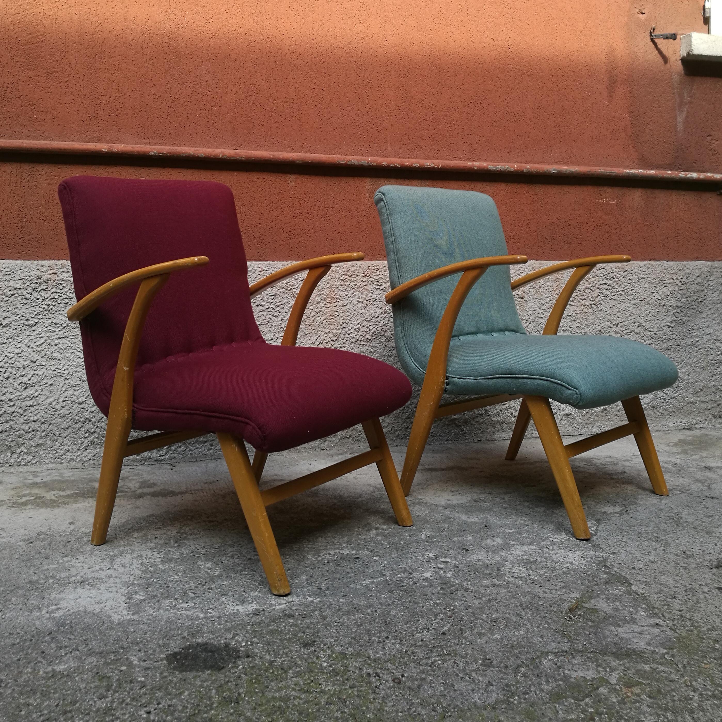 Fabric North European Armchairs in Solid Beechwood, from 1960s