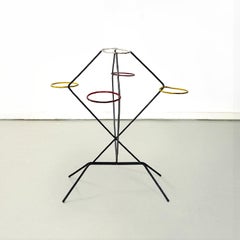 North european mid-century modern black red yellow iron flower holder, 1960s