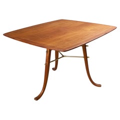 Table basse Squared en bois et laiton, Europe du Nord, milieu du siècle dernier, années 1960