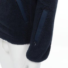 NORTH FACE navy blue fleece patch flap pocket asymmetric zip up jacket XS S