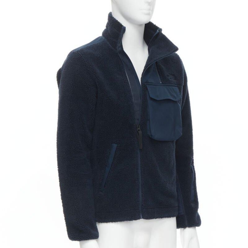 Nero NORTH FACE - Giacca con zip asimmetrica in pile blu navy con tasche ad aletta XS S in vendita