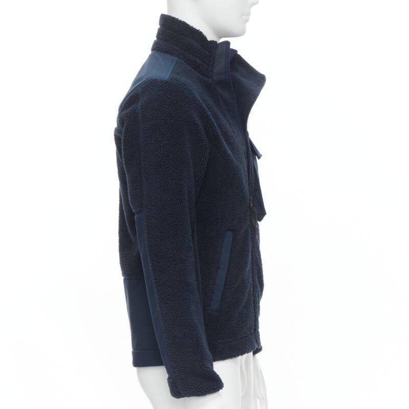 NORTH FACE - Giacca con zip asimmetrica in pile blu navy con tasche ad aletta XS S In condizioni ottime in vendita a Hong Kong, NT