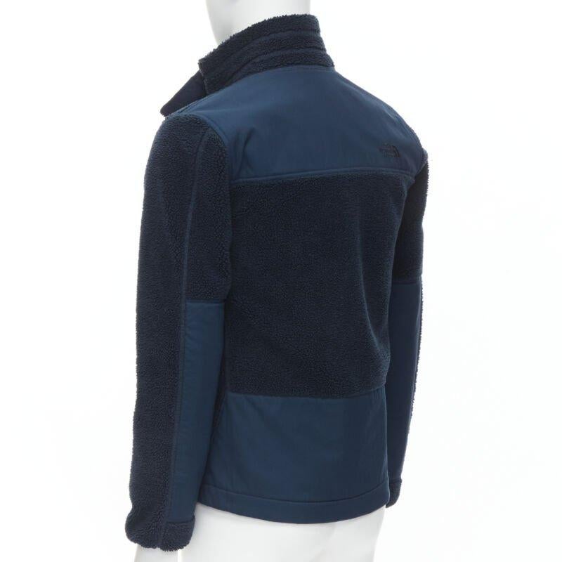 NORTH FACE - Giacca con zip asimmetrica in pile blu navy con tasche ad aletta XS S in vendita 1