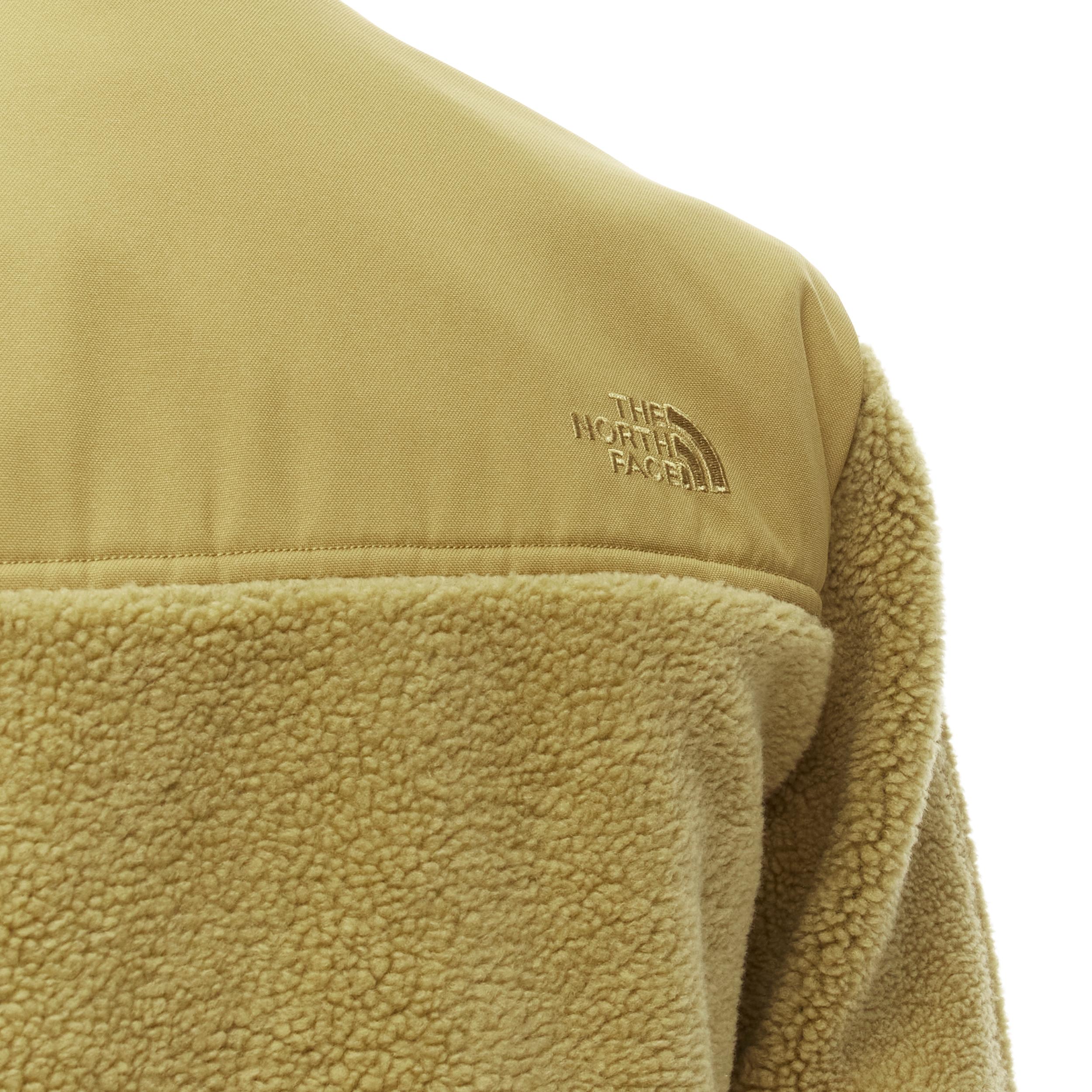 NORTH FACE tan brown fleece patch flap pocket asymmetric zip up jacket XS S For Sale 1