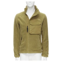 NORTH FACE tan brown fleece patch flap pocket asymmetric zip up jacket XS S