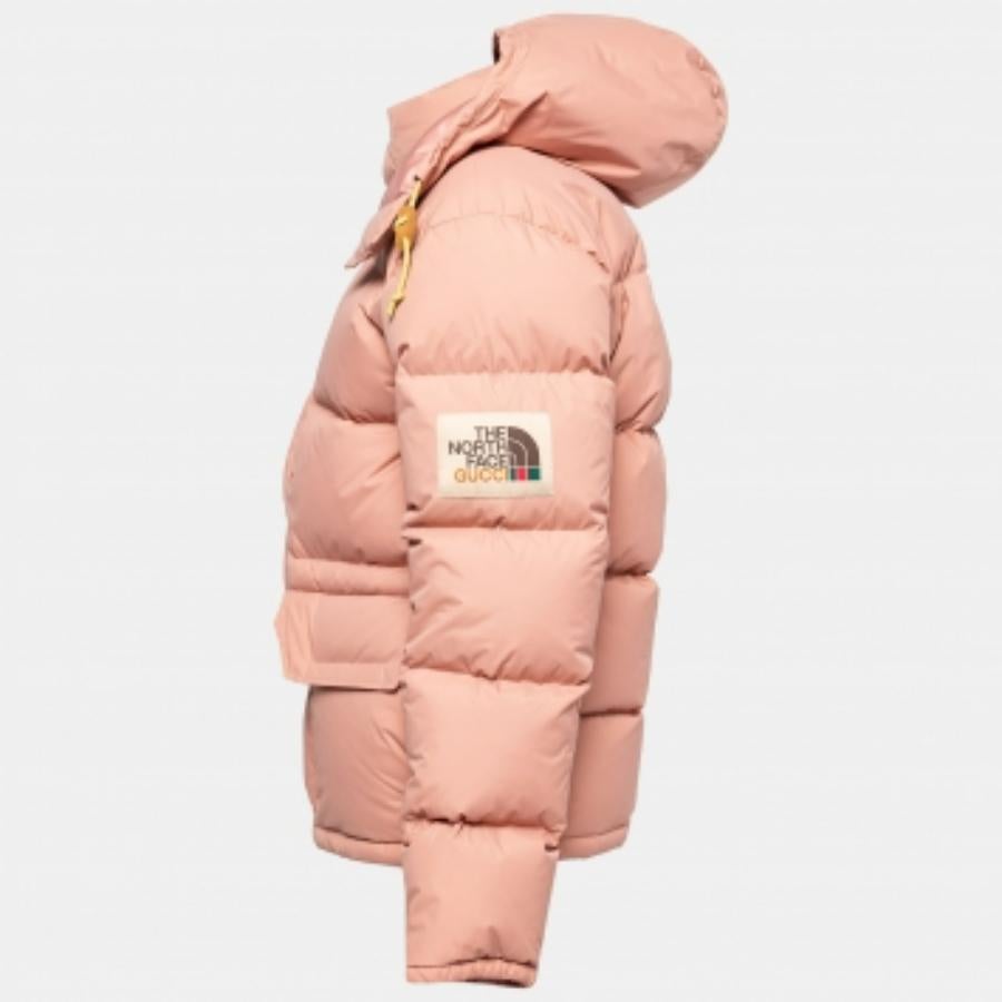 North Face X Gucci Hellrosa Daunenjacke S Damen im Angebot