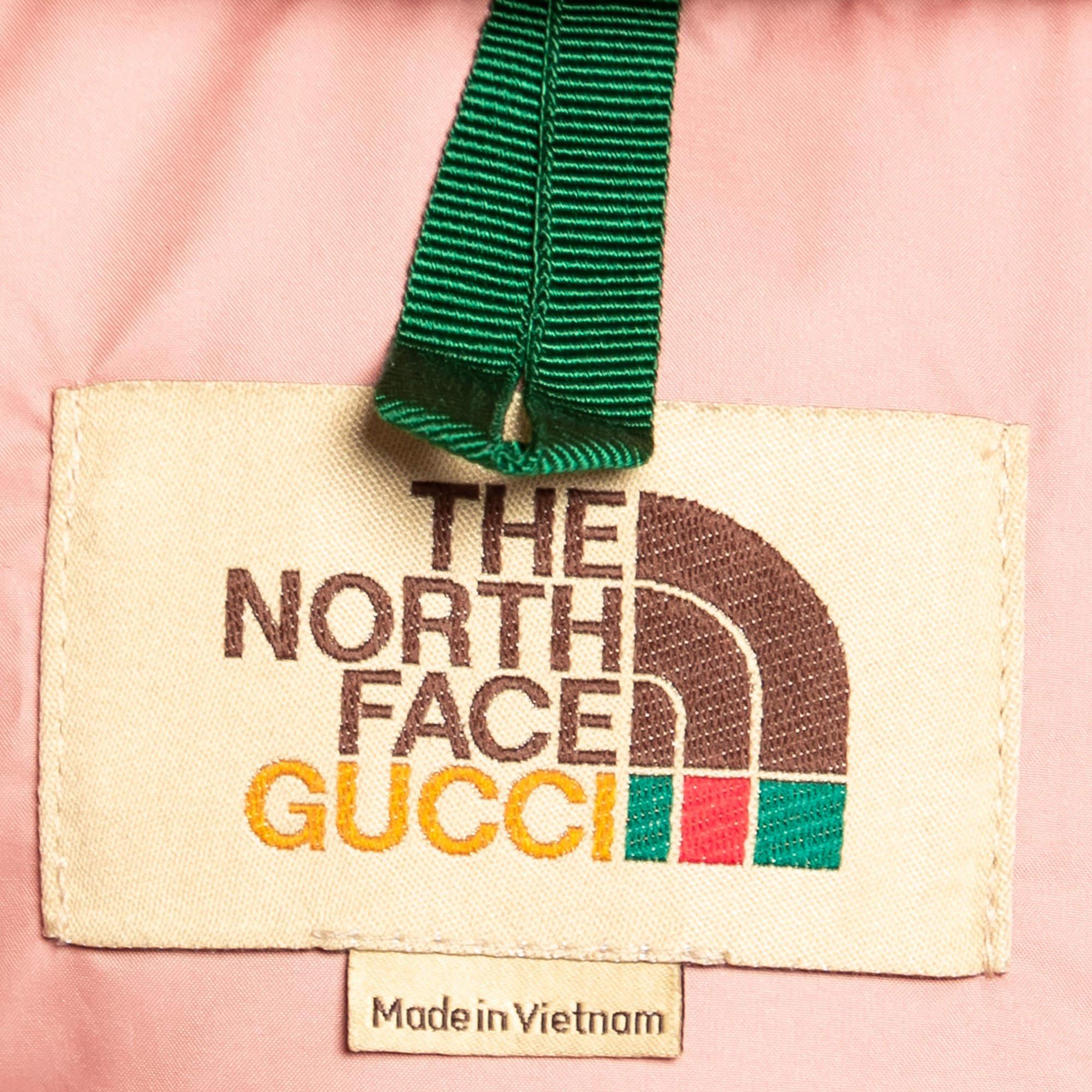 North Face X Gucci Light Pink Down Jacket S For Sale 4