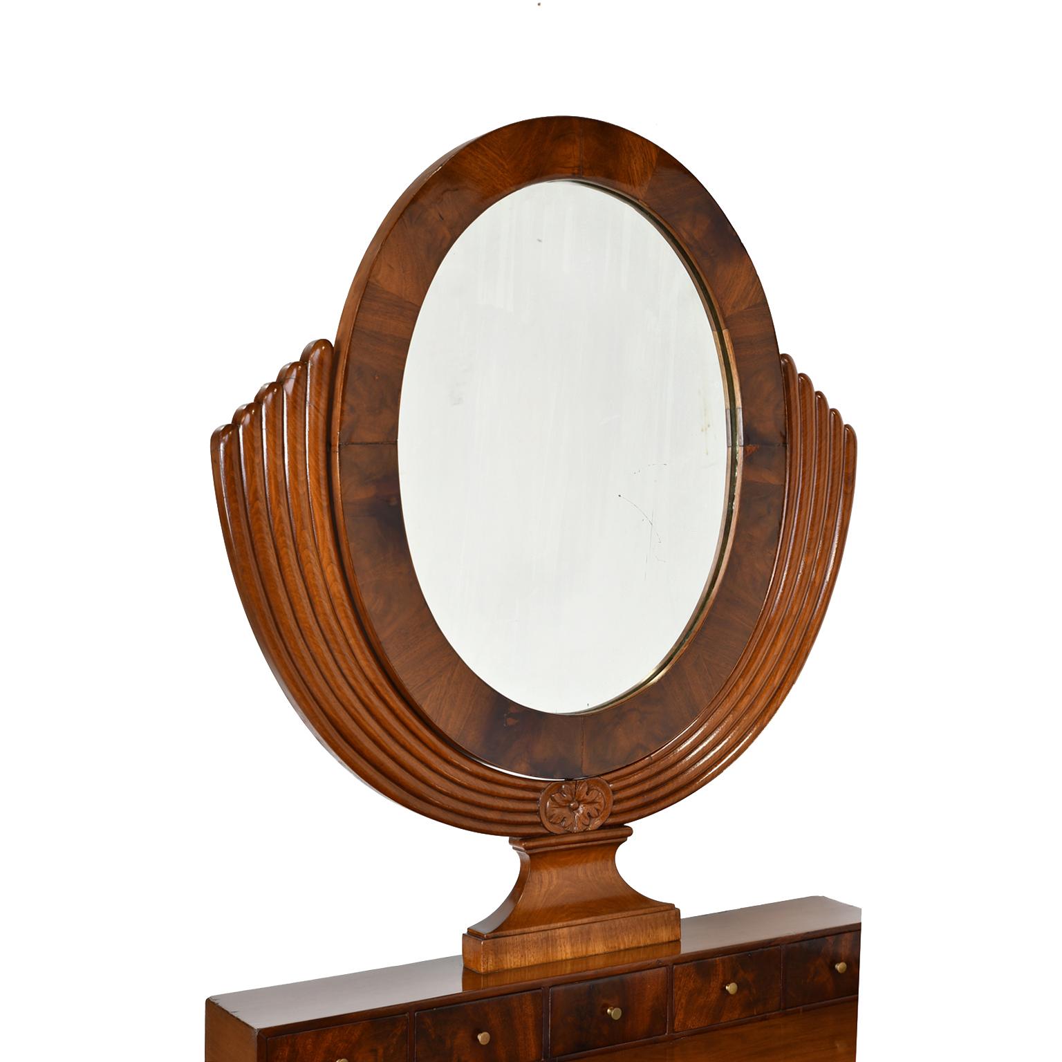 North German Biedermeier Dressing/ Console Table in Mahogany with Mirror, c 1825 For Sale 5