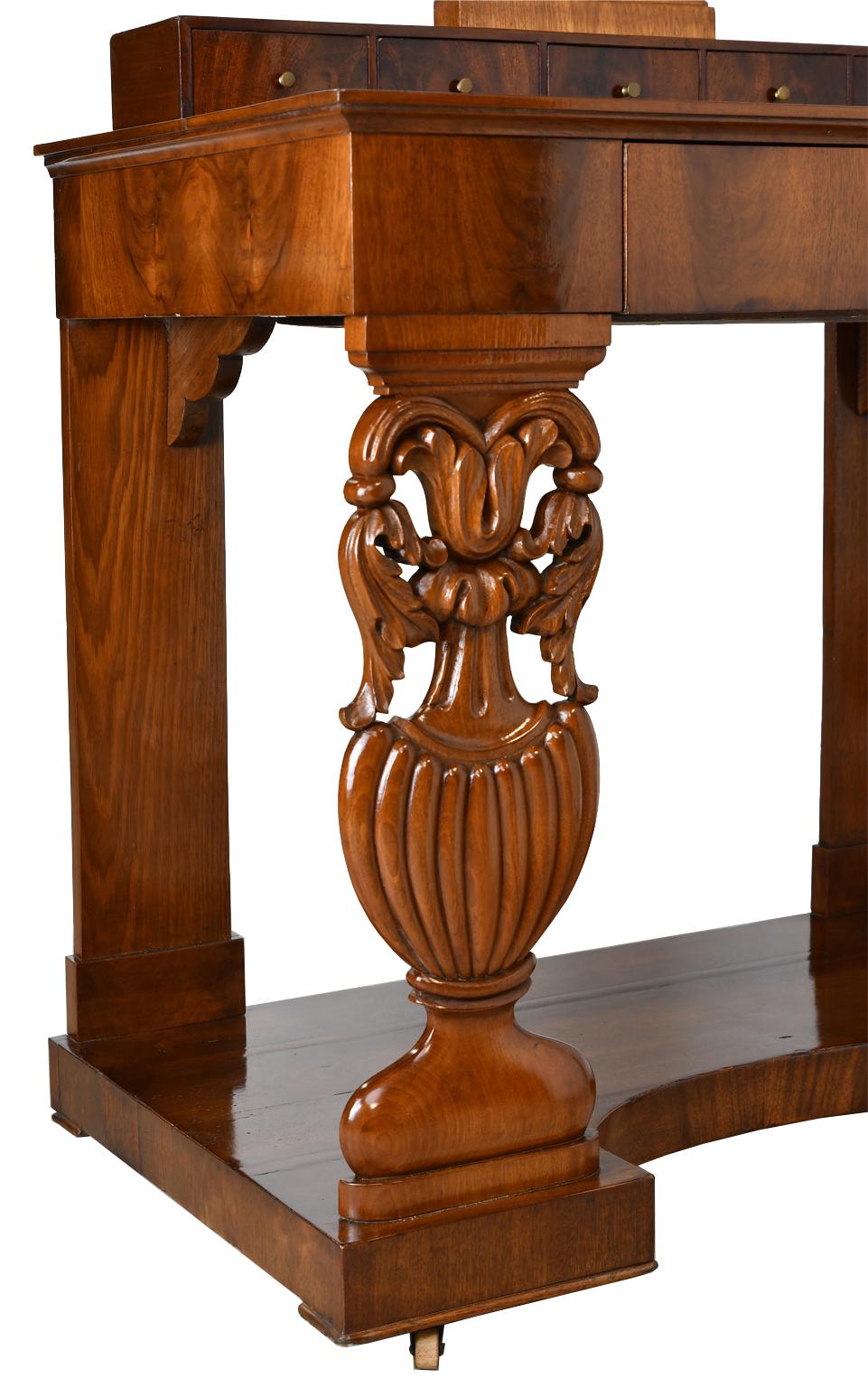 North German Biedermeier Dressing/ Console Table in Mahogany with Mirror, c 1825 For Sale 6
