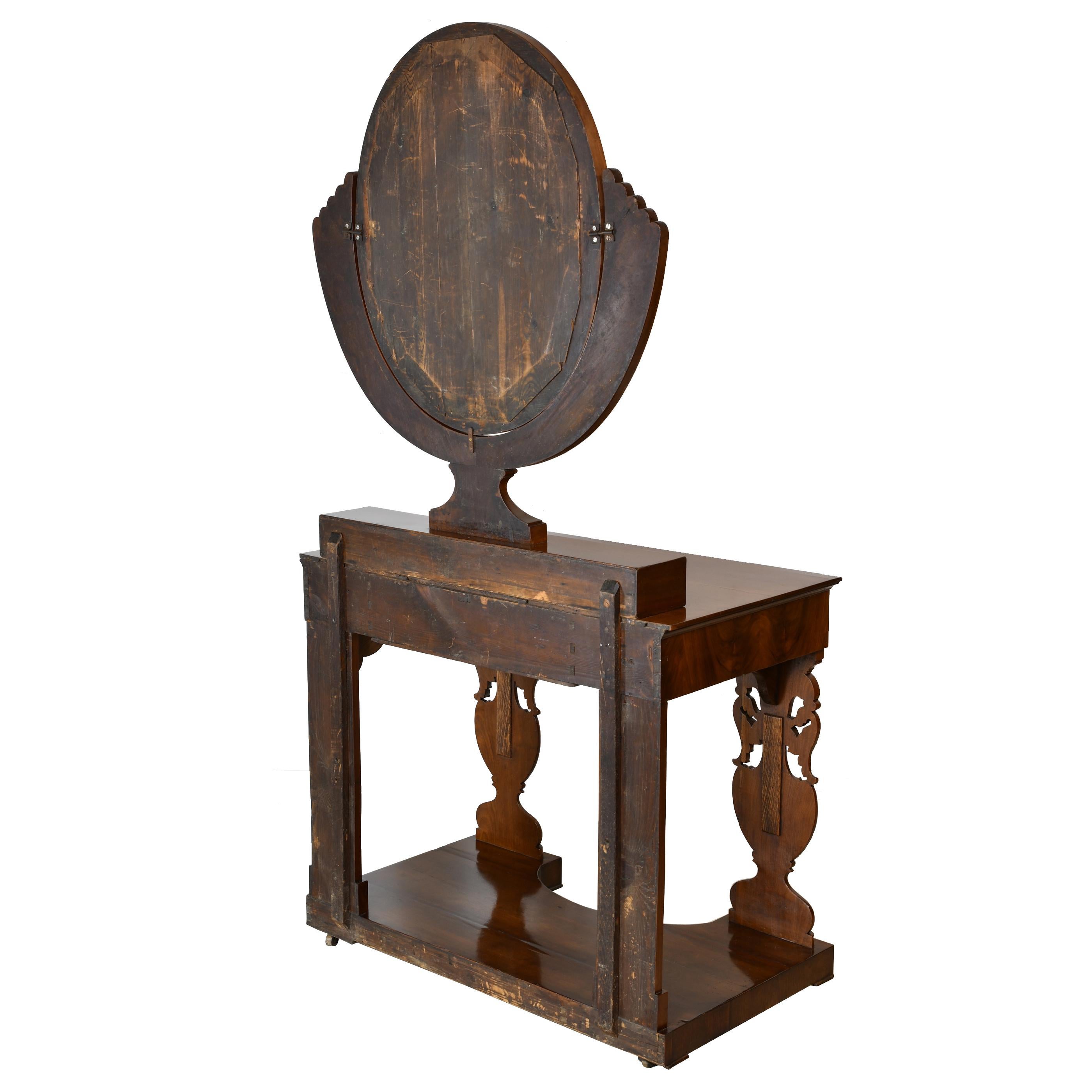 Coiffeuse/table console Biedermeier d'Allemagne du Nord en acajou avec miroir, vers 1825 en vente 1