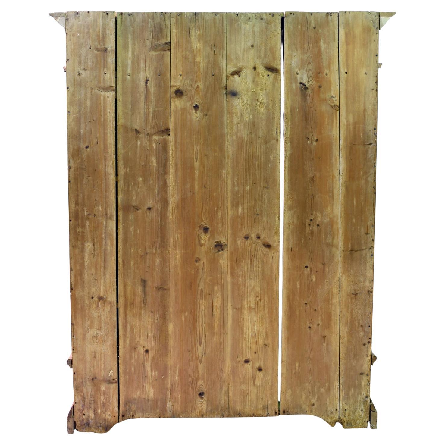Hand-Crafted Antique European Pine Armoire with Interior Adjustable Shelves, circa 1850