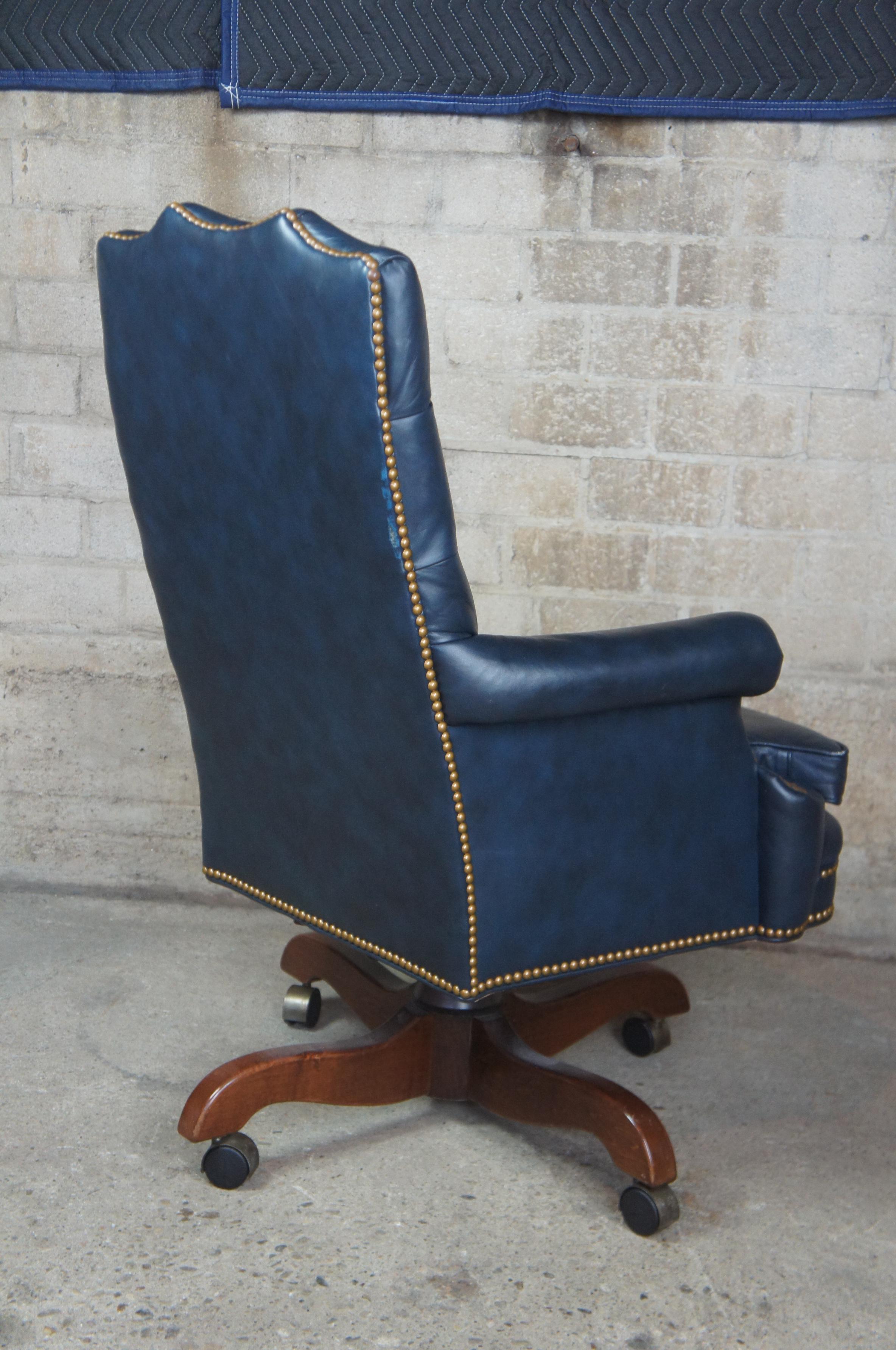 navy leather office chair