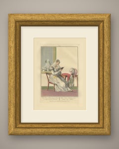North Holland Lady in her Drawing Room, Dutch Costume Print, circa 1820