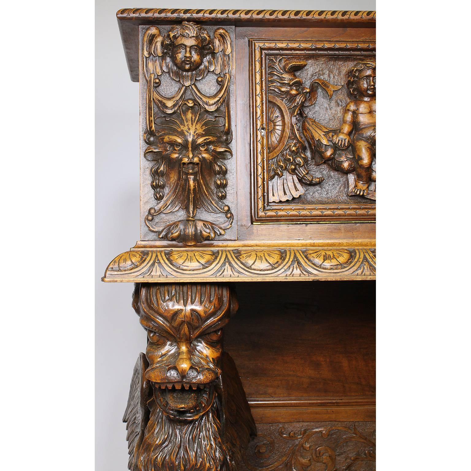 North Italian 19th Century Baroque Revival Style Carved Walnut Figural Cassone 1