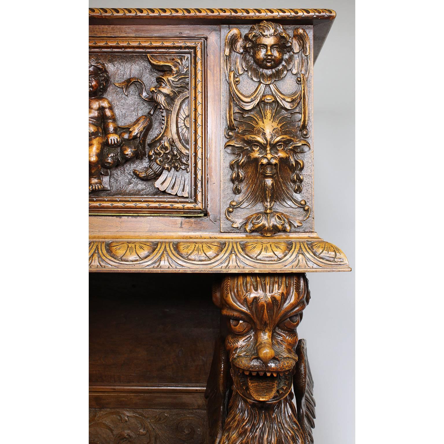 North Italian 19th Century Baroque Revival Style Carved Walnut Figural Cassone 3