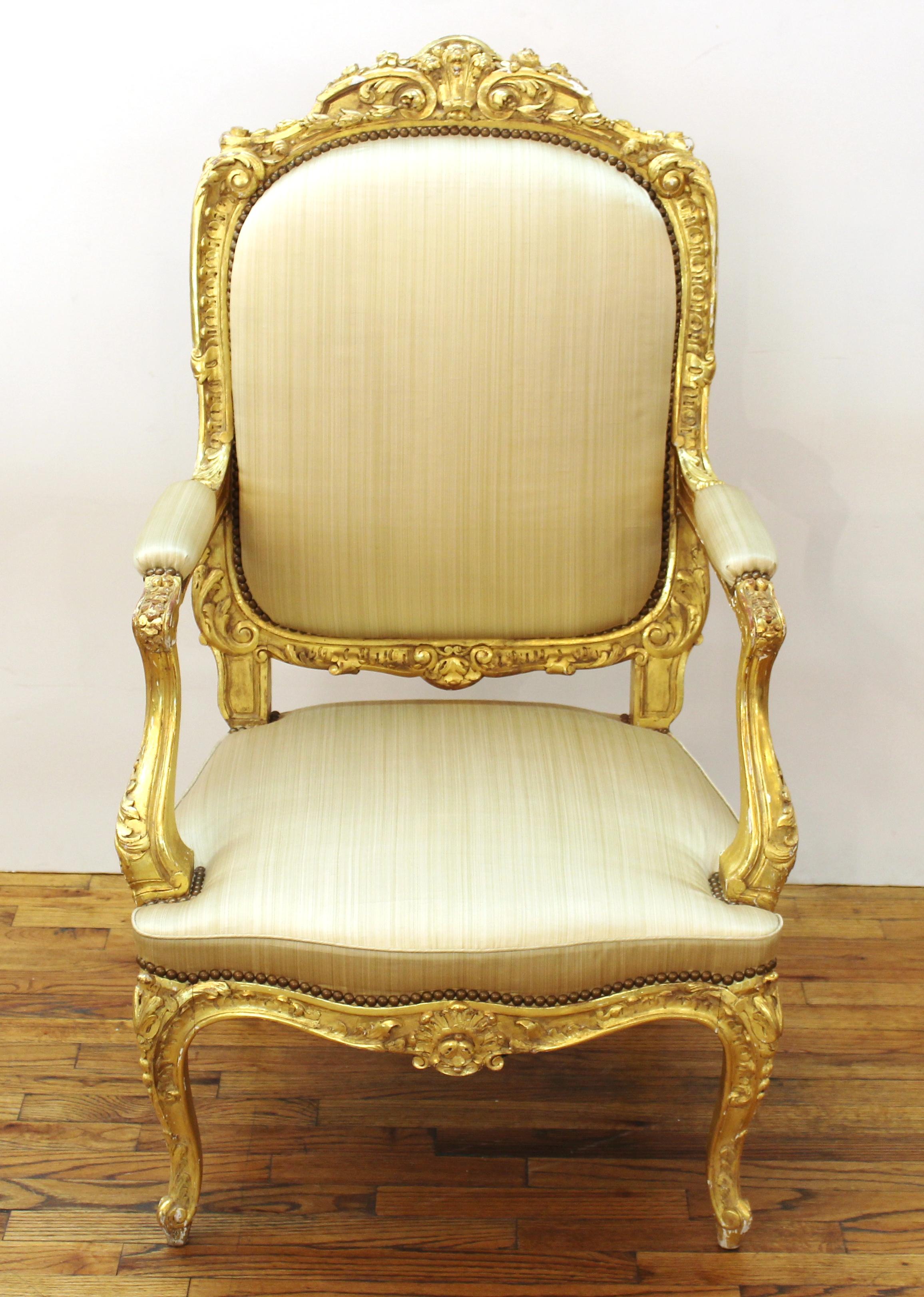 North Italian Baroque Giltwood Fauteuils In Good Condition In New York, NY