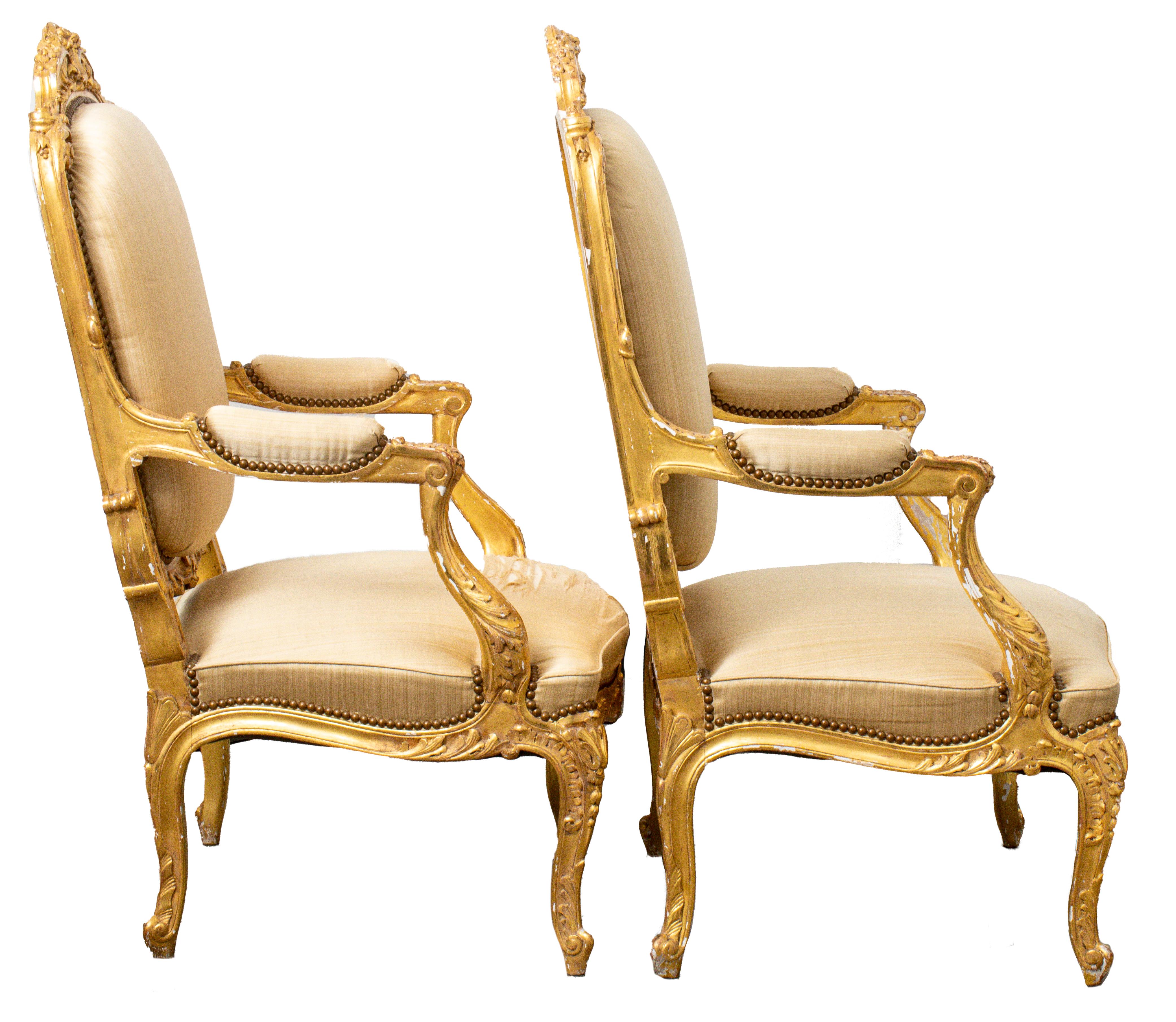 North Italian Baroque Giltwood Fauteuils, Pr In Good Condition In New York, NY