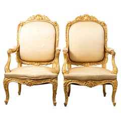 North Italian Baroque Giltwood Fauteuils, Pr