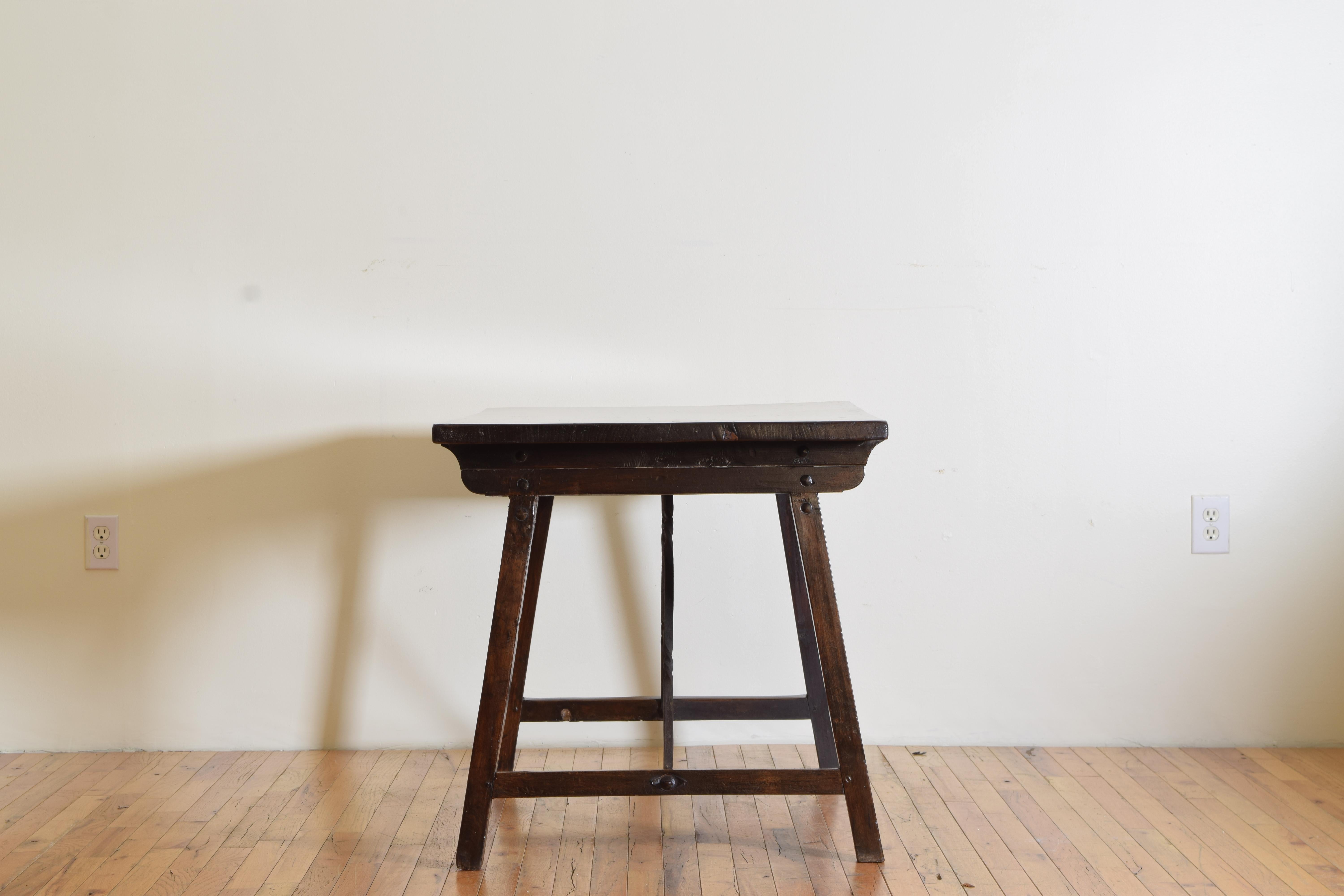 Late 17th Century North Italian Late Baroque Walnut & Wrought Iron Folding Table, Late 17th Cen.