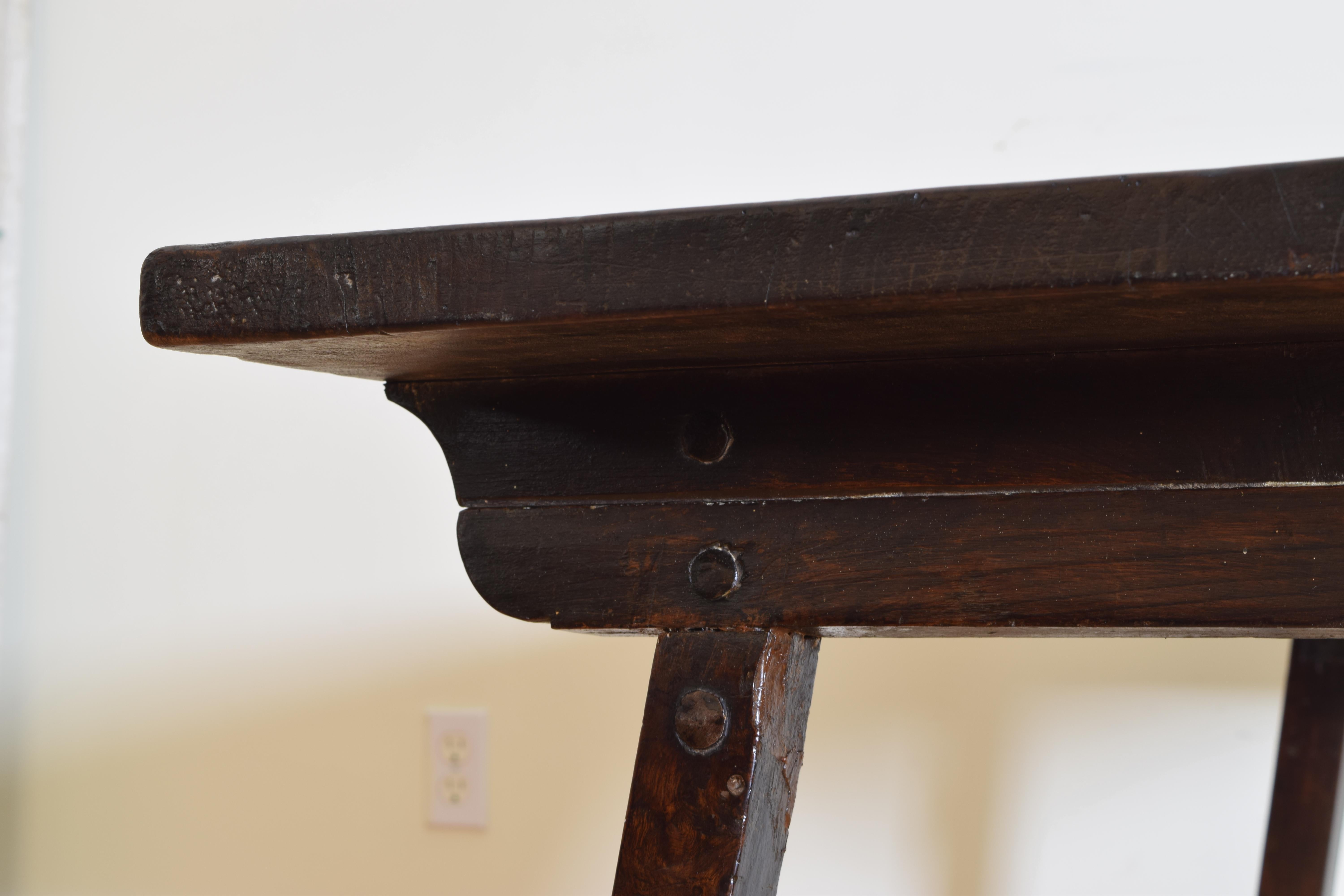 North Italian Late Baroque Walnut & Wrought Iron Folding Table, Late 17th Cen. 1