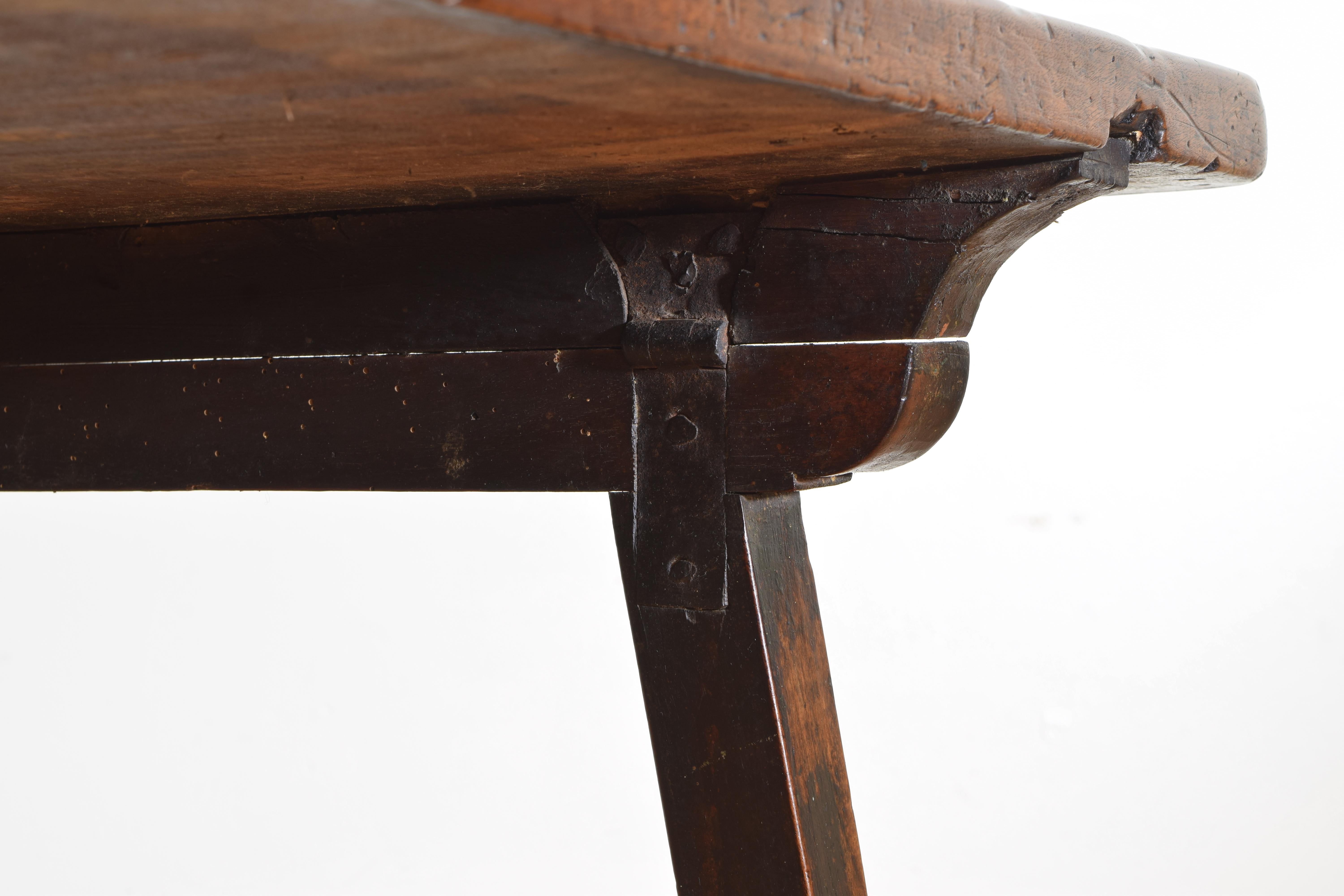 North Italian Late Baroque Walnut & Wrought Iron Folding Table, Late 17th Cen. 2