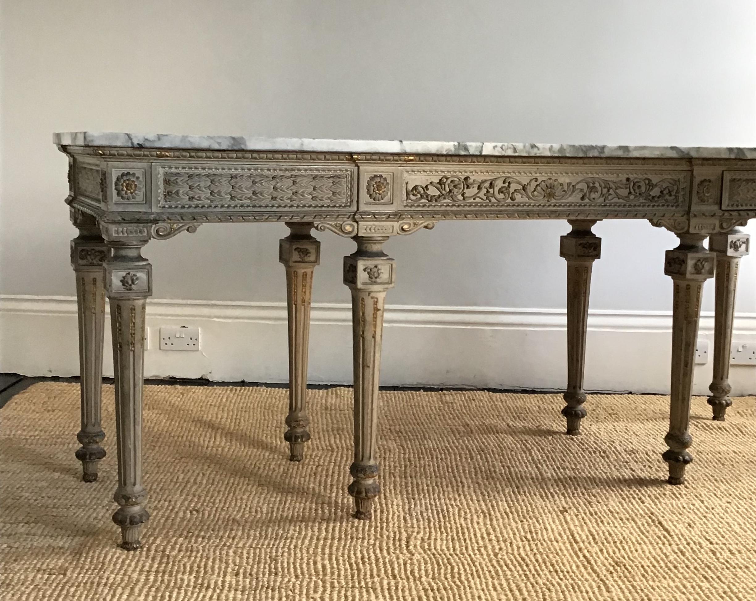 North Italian Louis XVI Style Breche Violette Marble and Parcel Gilt Console For Sale 5