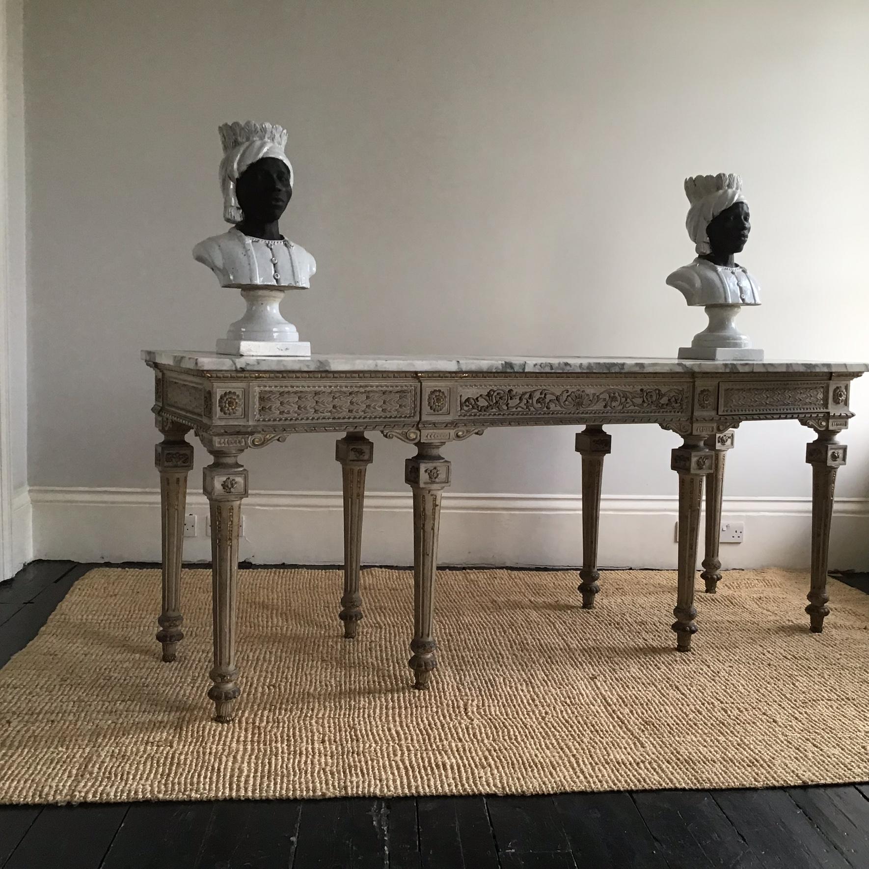 North Italian Louis XVI Style Breche Violette Marble and Parcel Gilt Console In Good Condition For Sale In London, GB